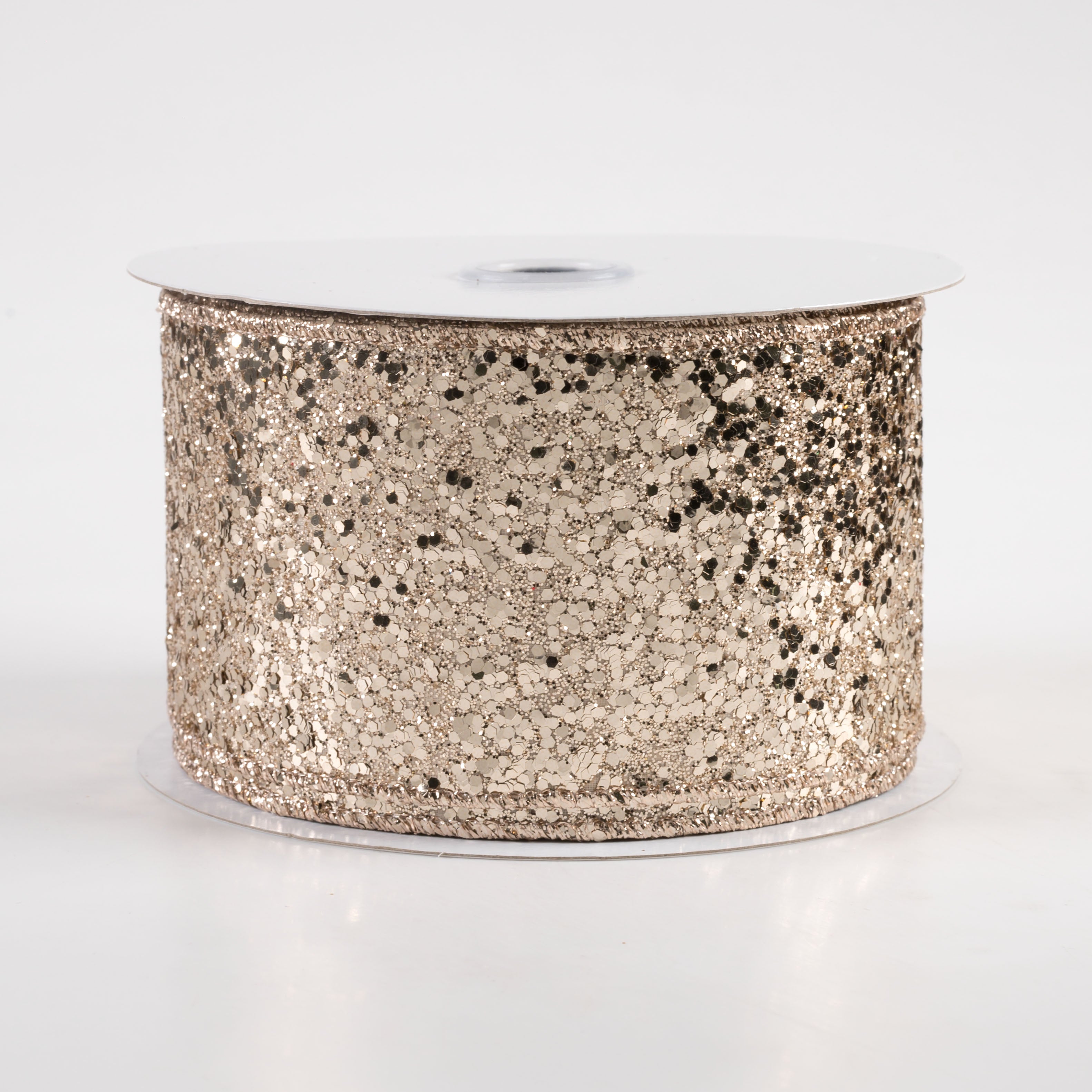 2.5" Large Glitter Ribbon: Champagne (10 Yards)
