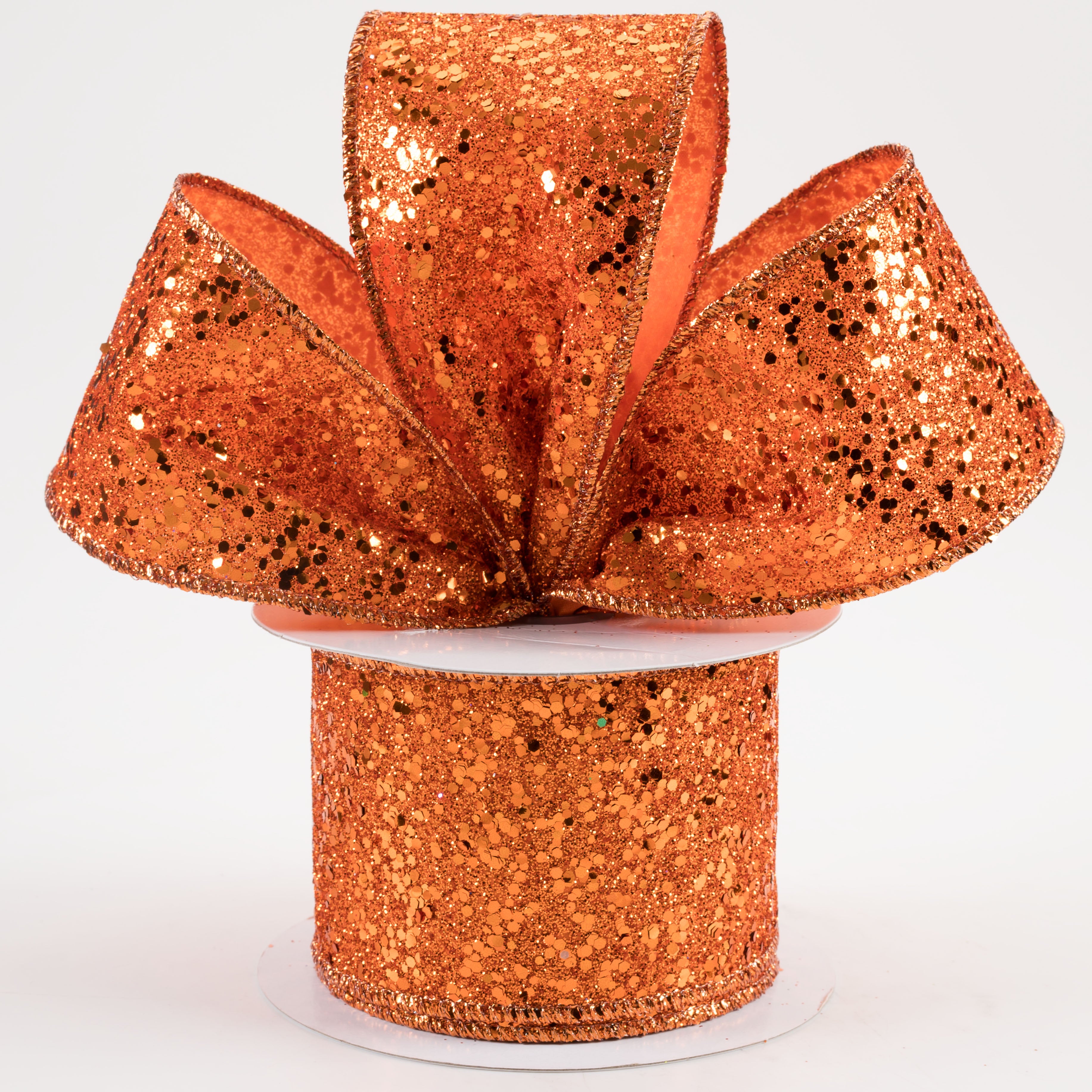 2.5" Large Glitter Ribbon: Orange (10 Yards) Lifestyle Photo
