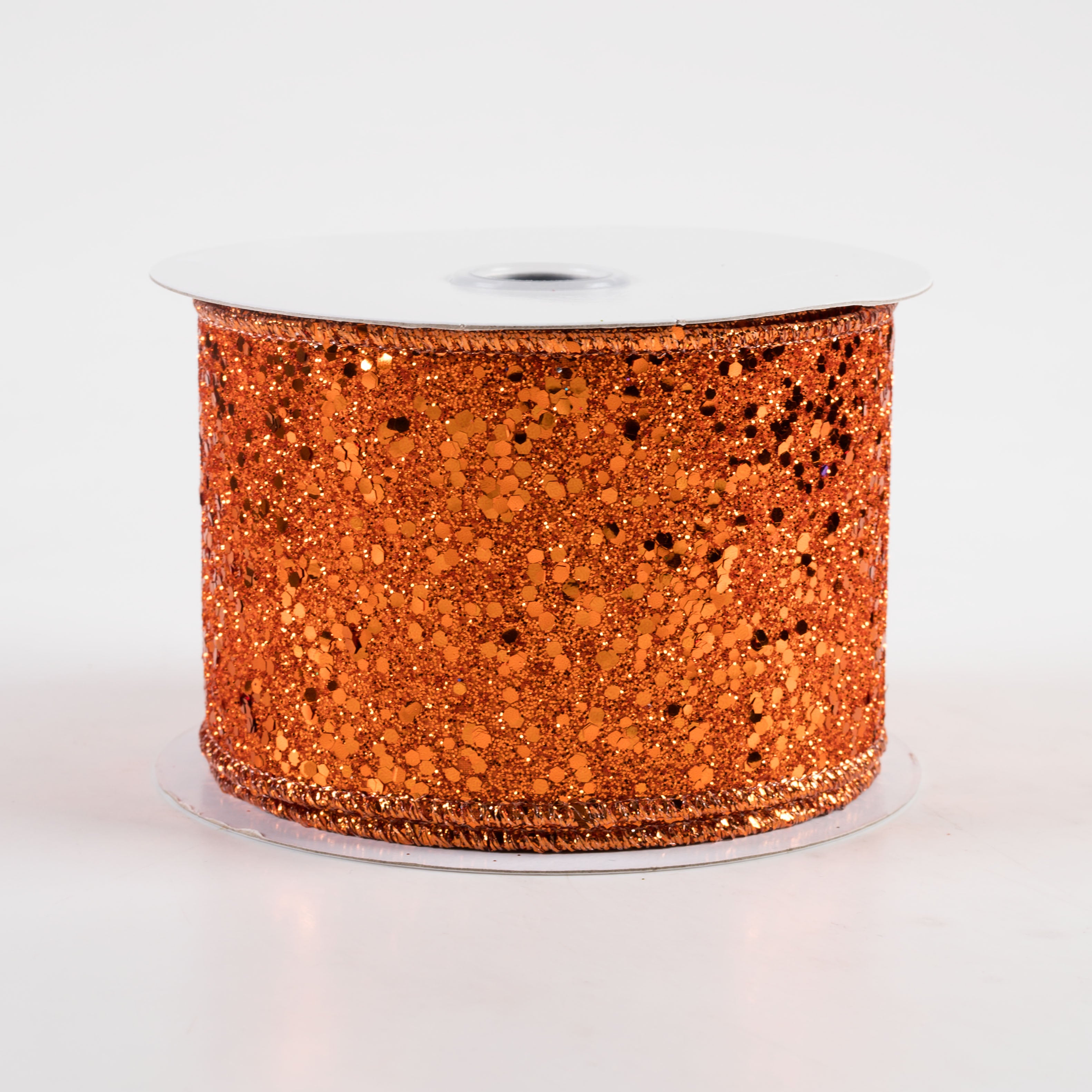 2.5" Large Glitter Ribbon: Orange (10 Yards)