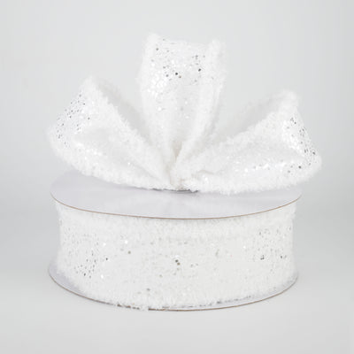 1.5" Large Glitter Snow Edge Ribbon: White (10 Yards) Lifestyle Photo