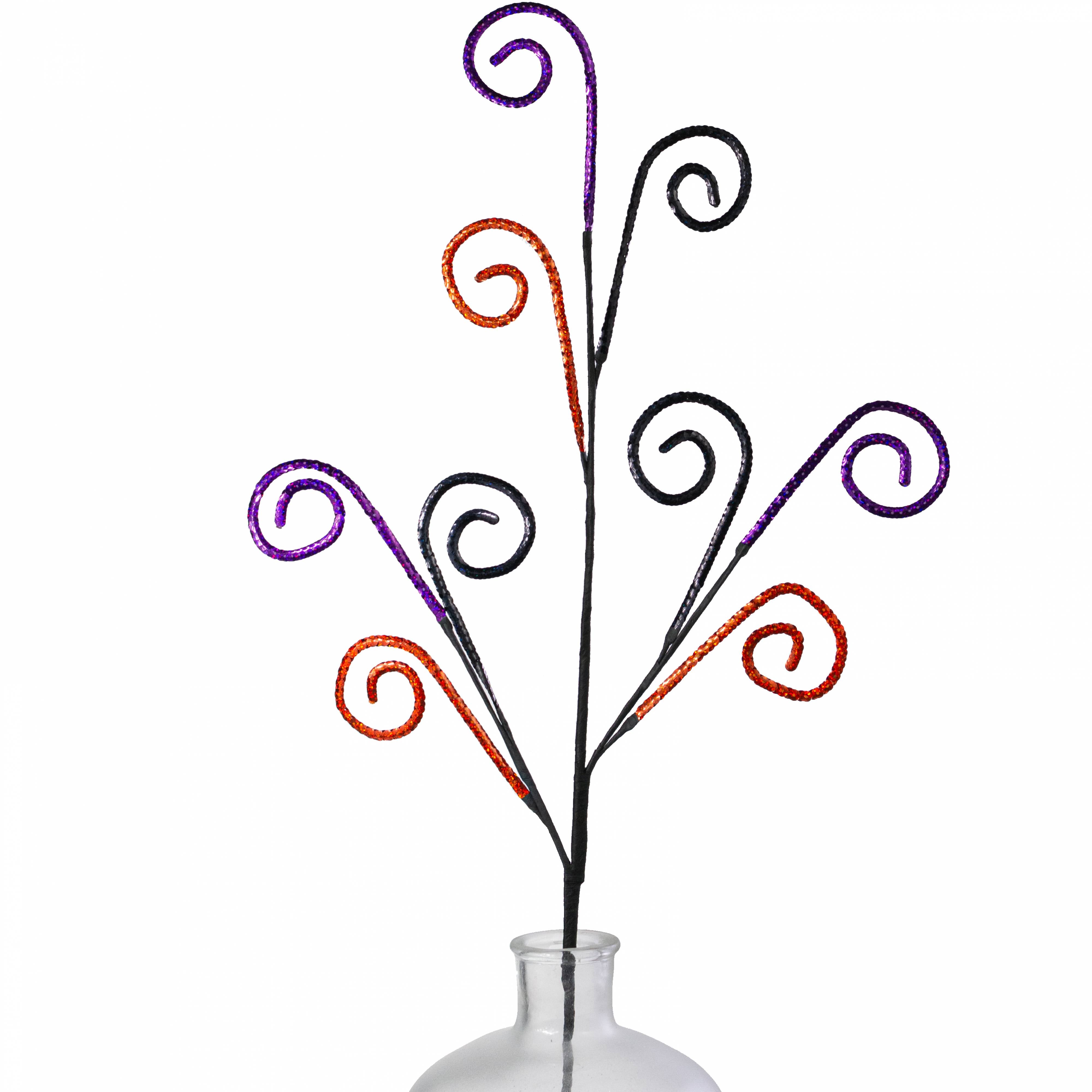 30" Laser Sequin Curly Spray: Purple, Orange & Black Item Number: XS1283K8