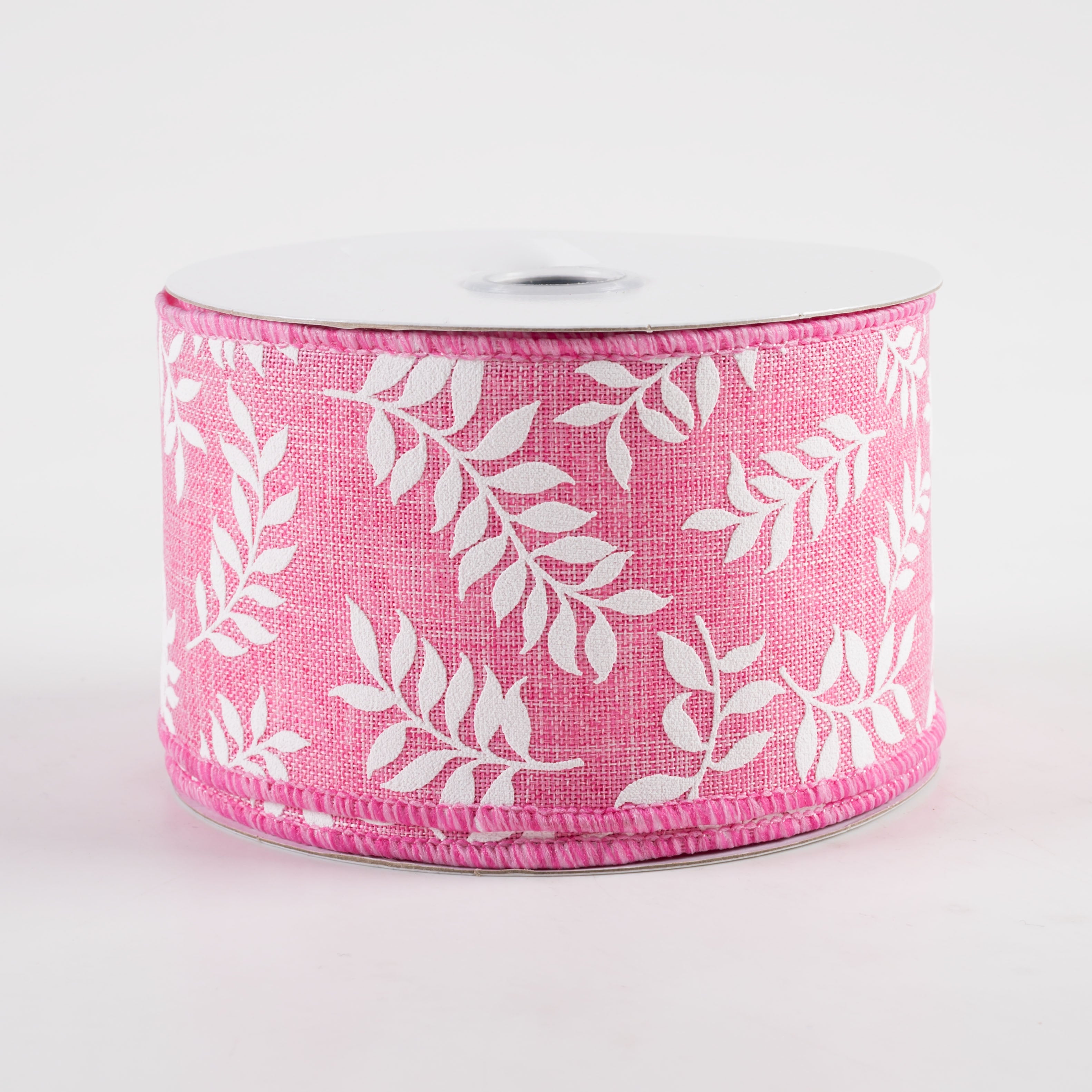 2.5" Laurel Leaf Ribbon: Pink (10 Yards)