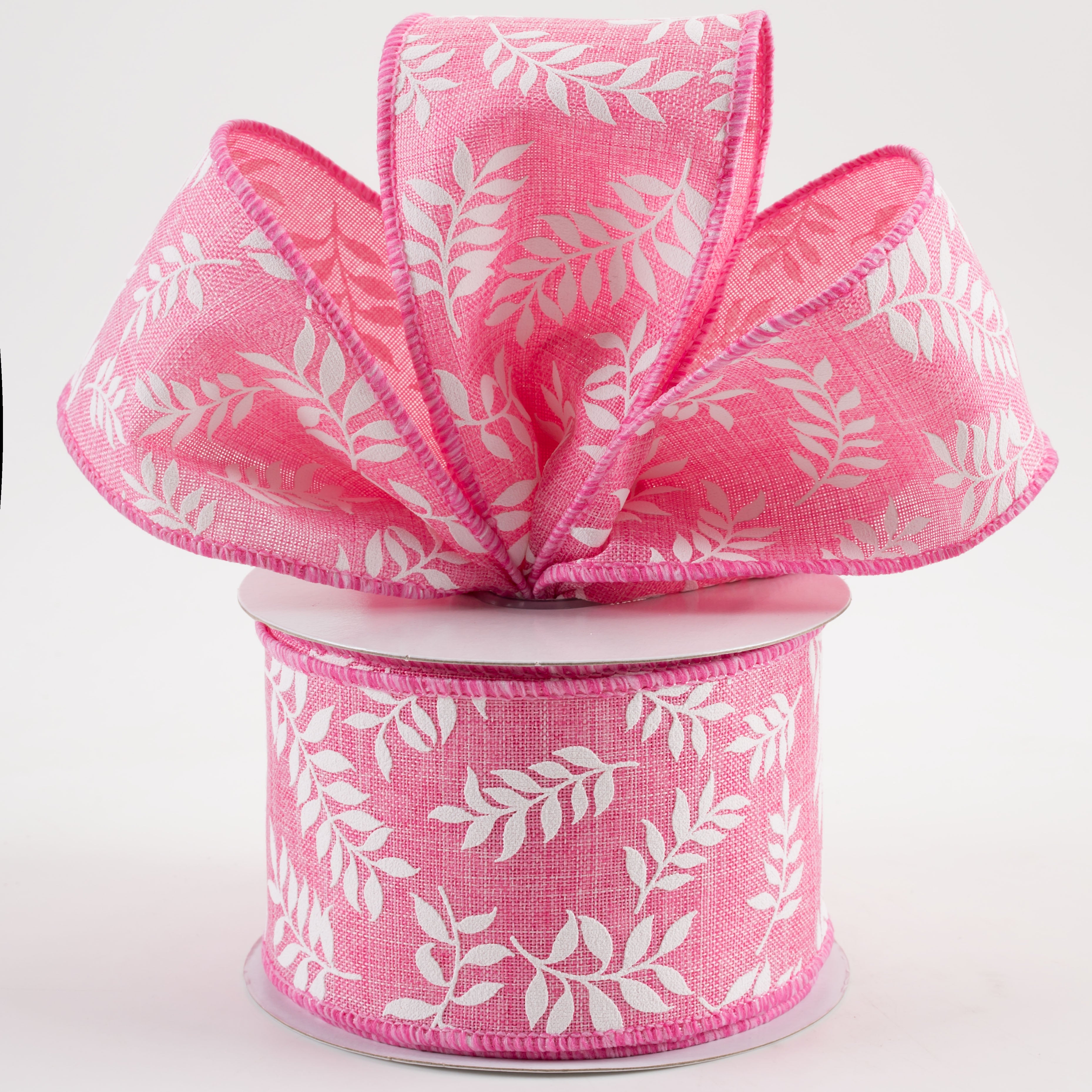 2.5" Laurel Leaf Ribbon: Pink (10 Yards) Lifestyle Photo