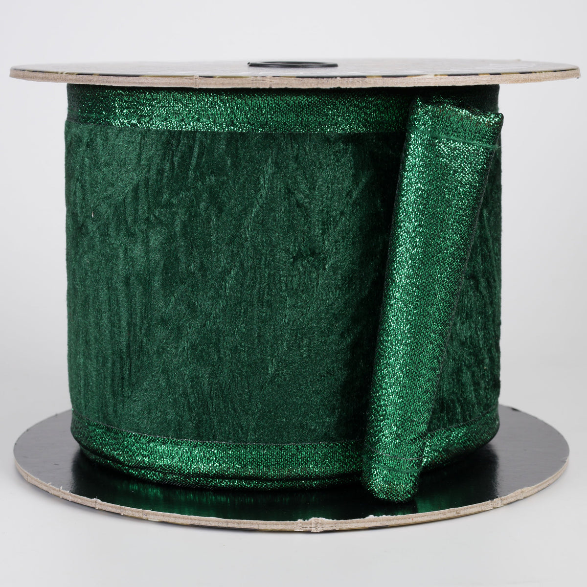 4" Leaf Pressed Velvet Metallic Backed Puffy Edge Ribbon: Hunter Green (5 Yards) Item Number: D73606-04-17