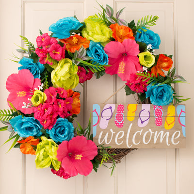 27" Hibiscus Spray: Fuchsia Pink