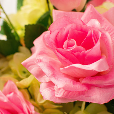 30" Rose Hydrangea Delphinium Bush: Pink & White