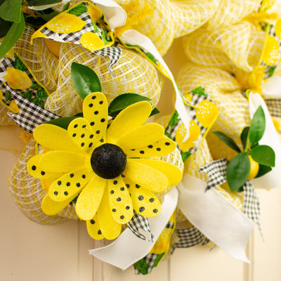 20" Polka Dot Glitter Daisy Pick: Yellow & Black