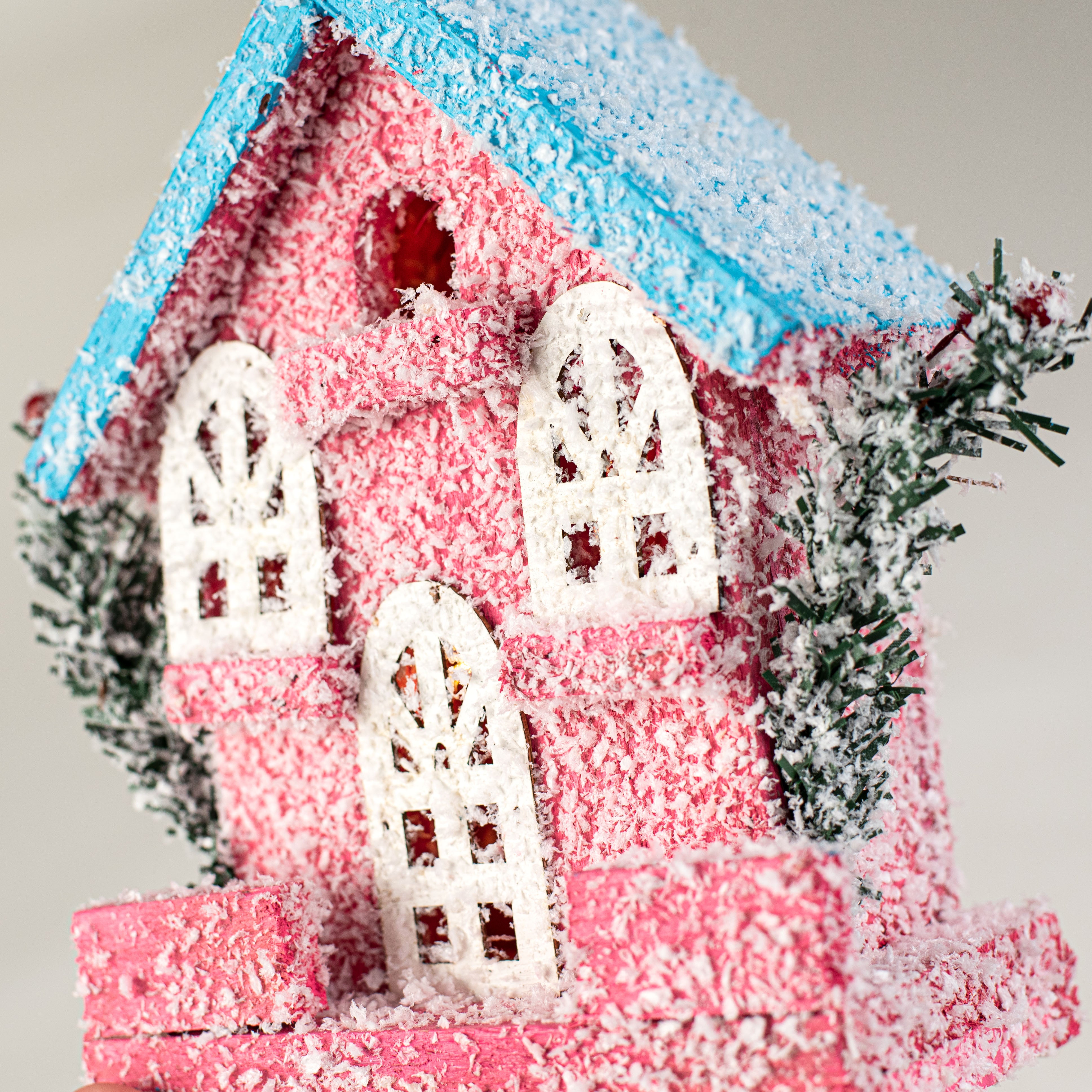 9" Light-Up Snowy Wooden House detail photo 3