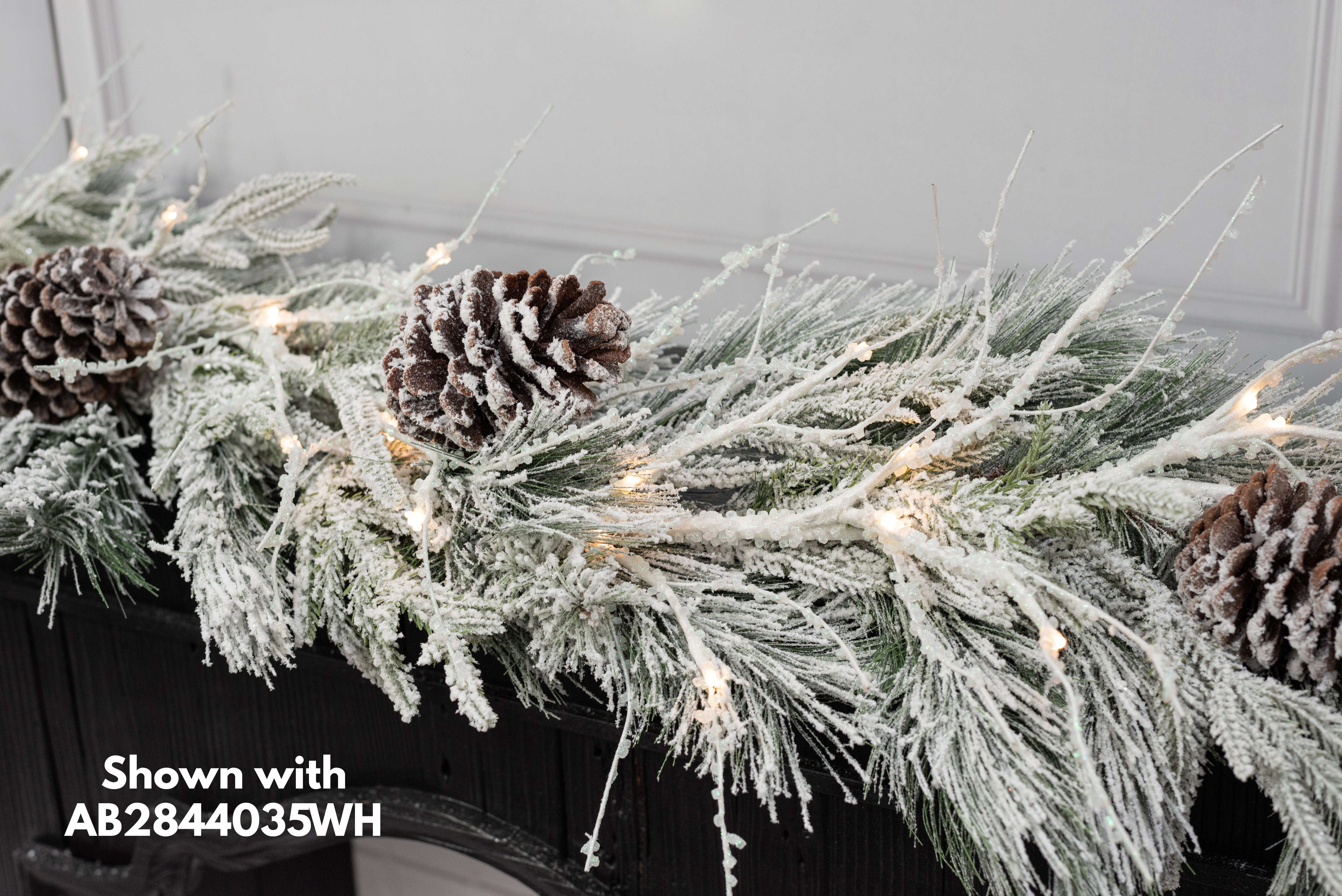 6' Lighted White Iced Branches Garland (48 LEDs) detail photo 6