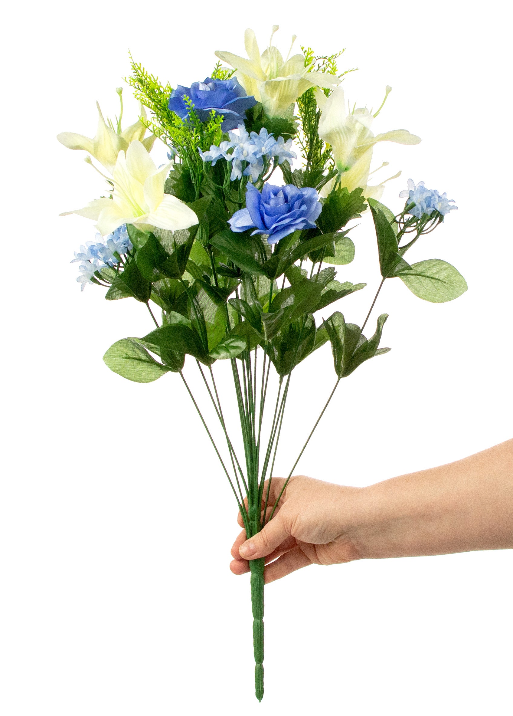 22" Lily Hydrangea Rose Bush: Blues (18 Stem) detail photo 3