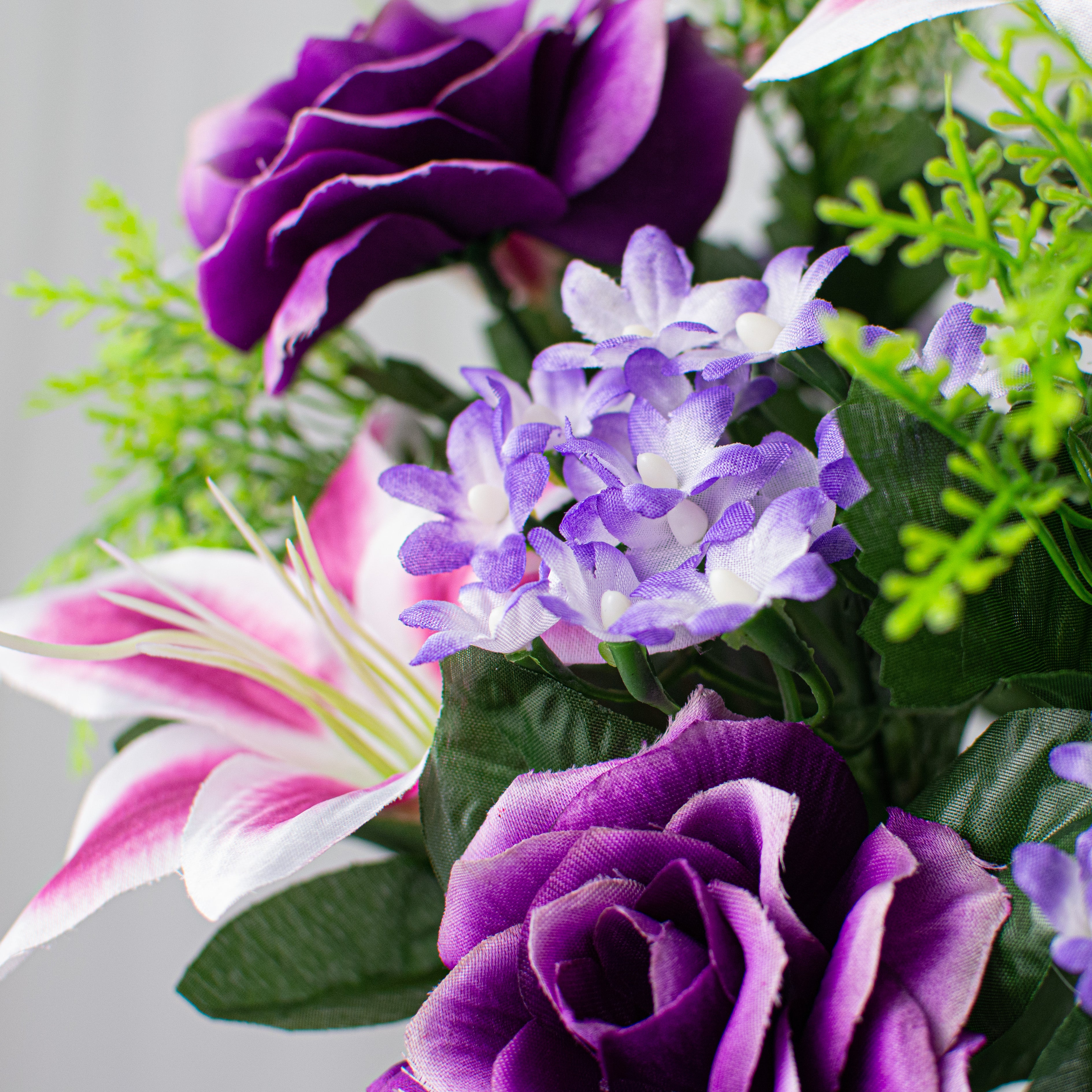 22" Lily Hydrangea Rose Bush: Purple (18 Stem) detail photo 4