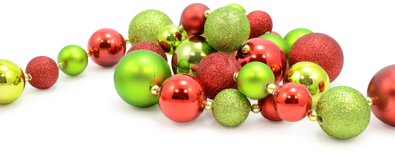 6' Lime Green & Red Mixed Ball Garland Lifestyle Photo