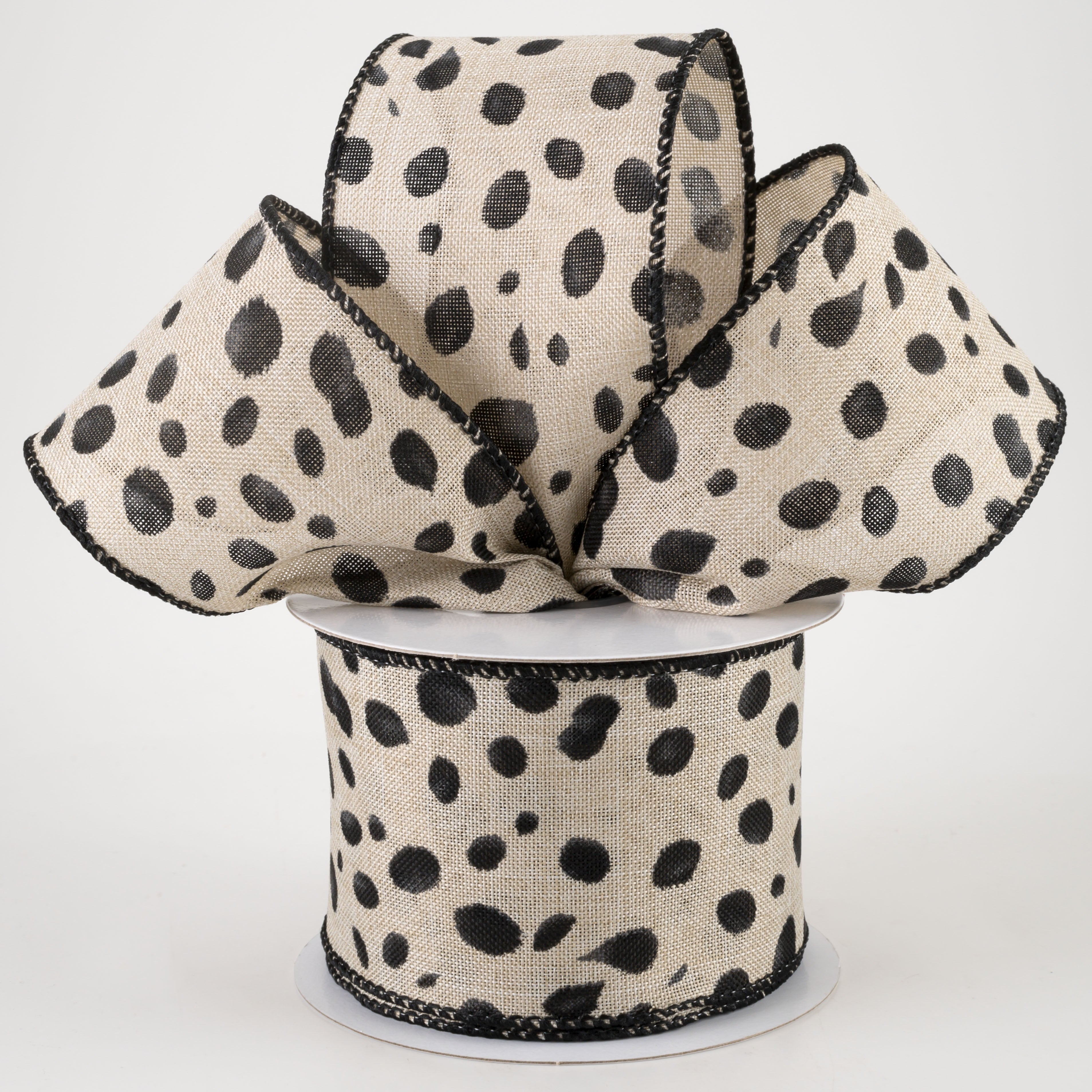 2.5" Linen Animal Cheetah Print Ribbon: Natural (10 Yards) Lifestyle Photo