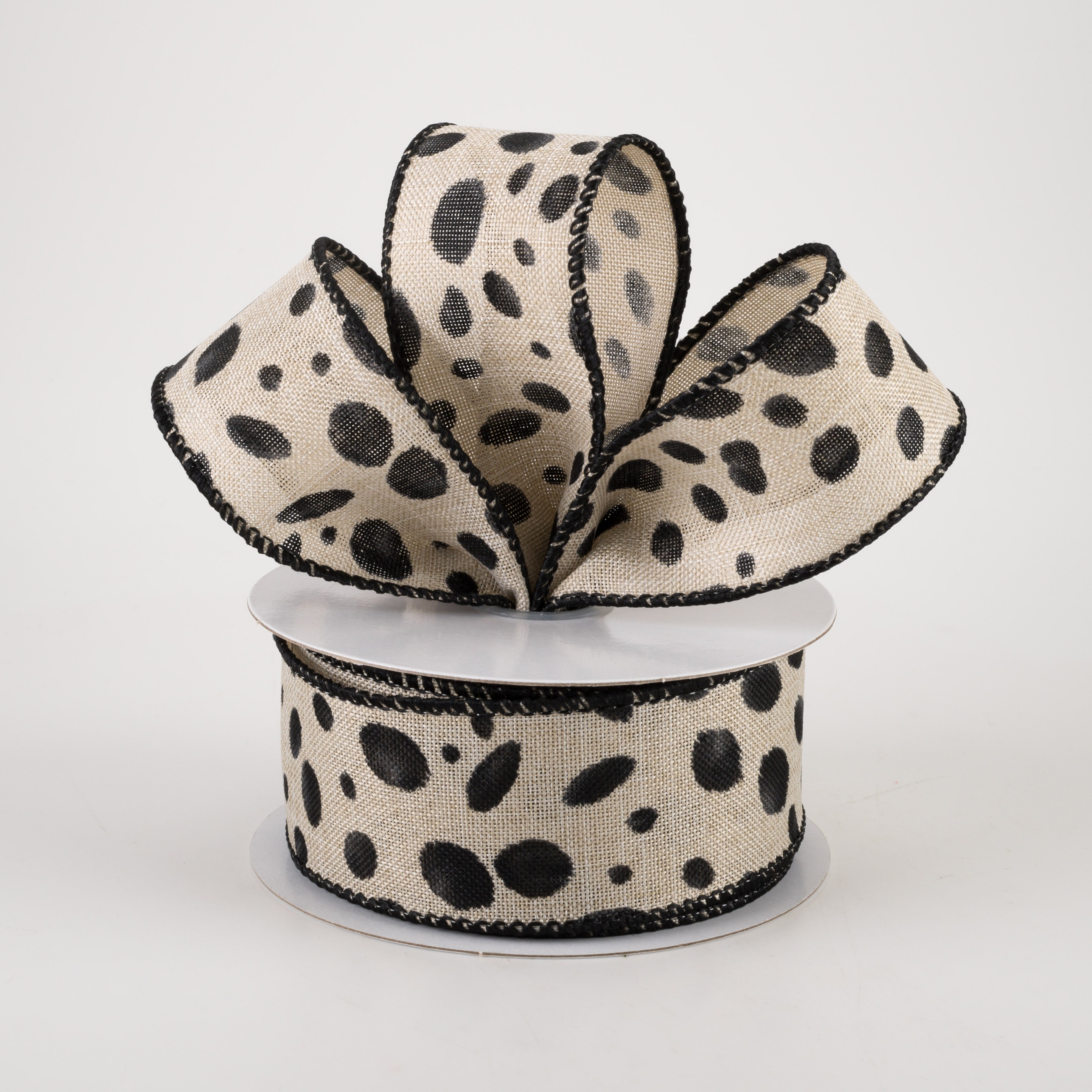 1.5" Linen Animal Cheetah Print Ribbon: Natural (10 Yards) Lifestyle Photo