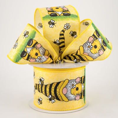 2.5" Linen Beekeeper Gnome Ribbon: Yellow (10 Yards) Lifestyle Photo