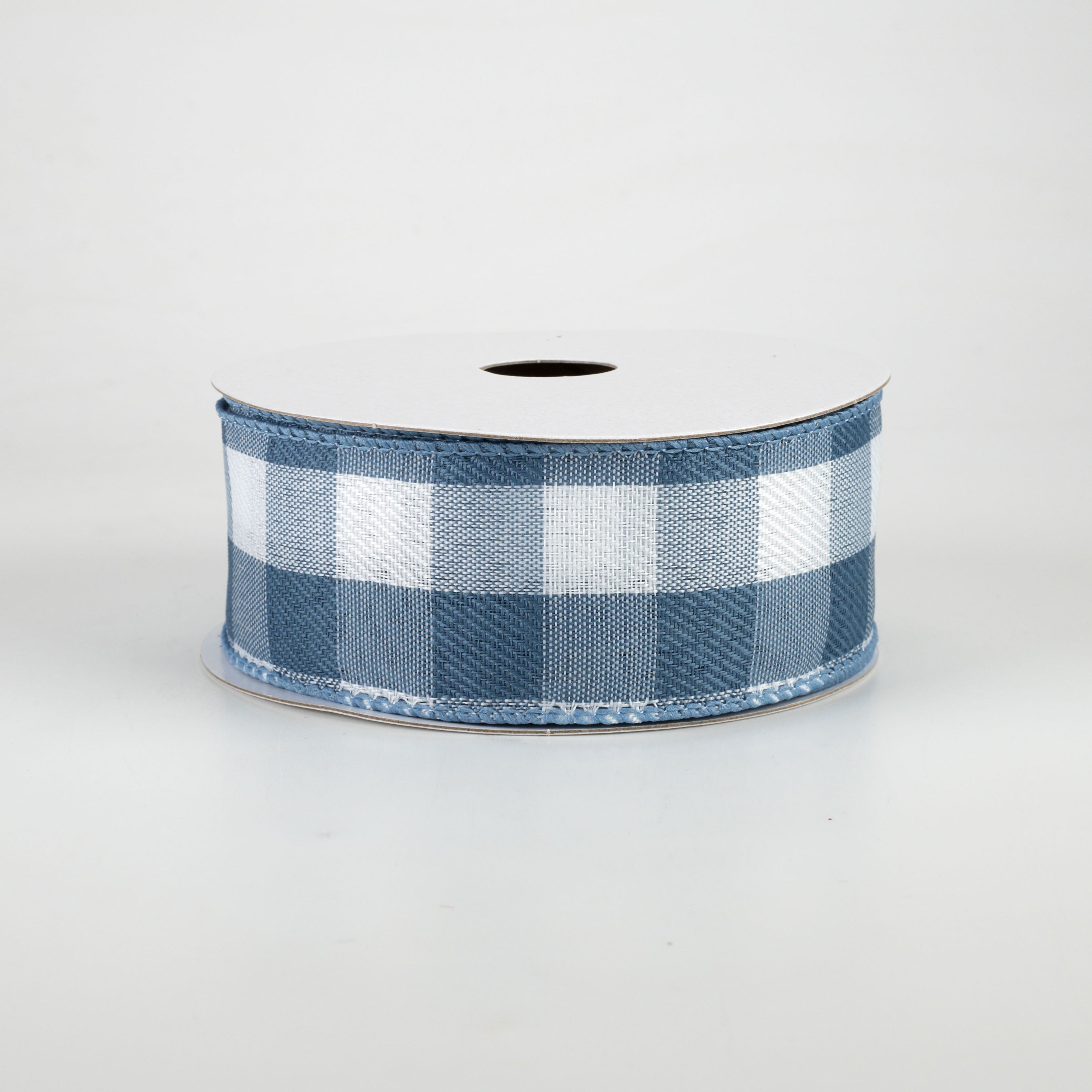 1.5" Linen Check Buffalo Plaid Ribbon: Cornflower Blue & White (10 Yards) Item Number: 72021-09-05