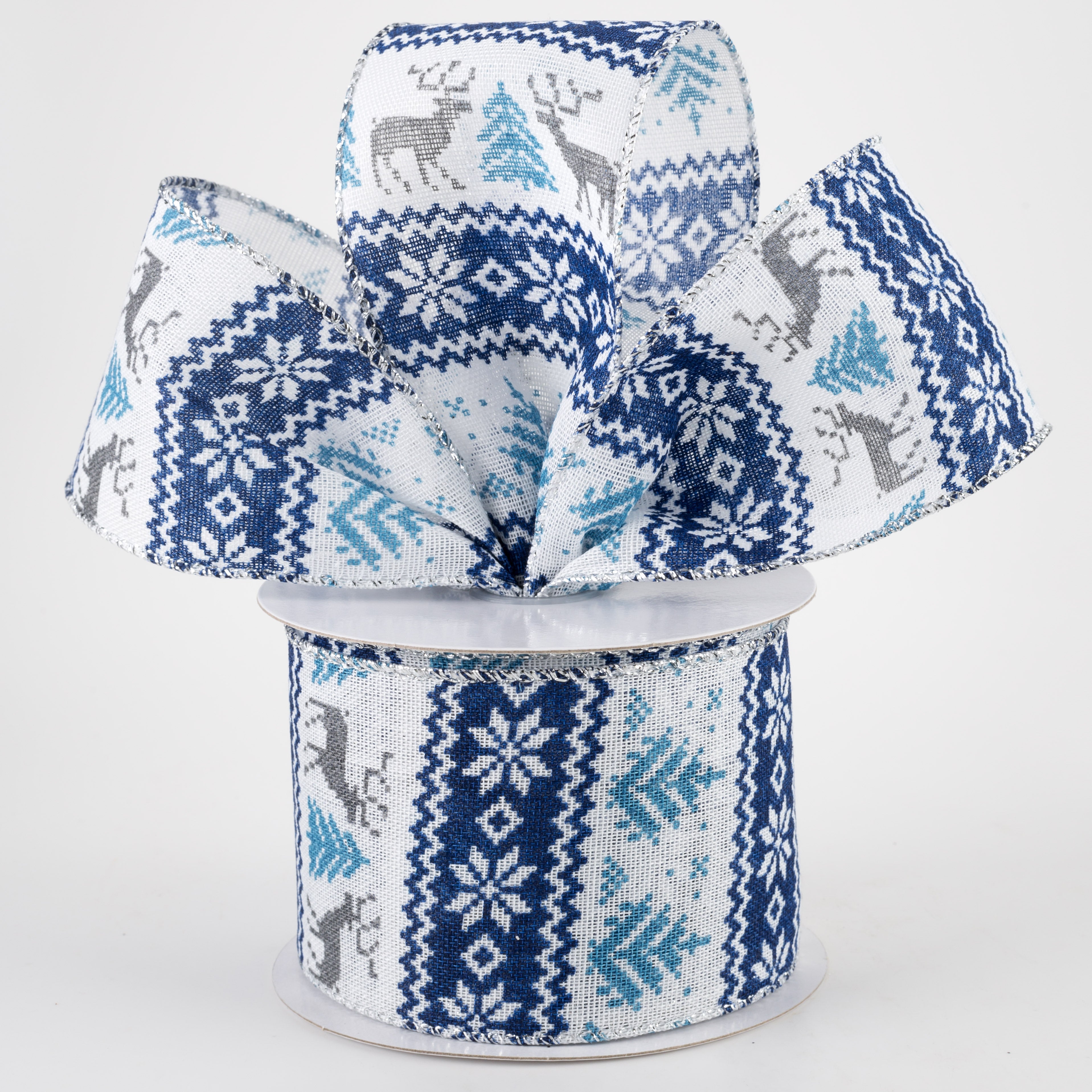 2.5" Linen Cold Sweater Ribbon: Blue (10 Yards) Lifestyle Photo