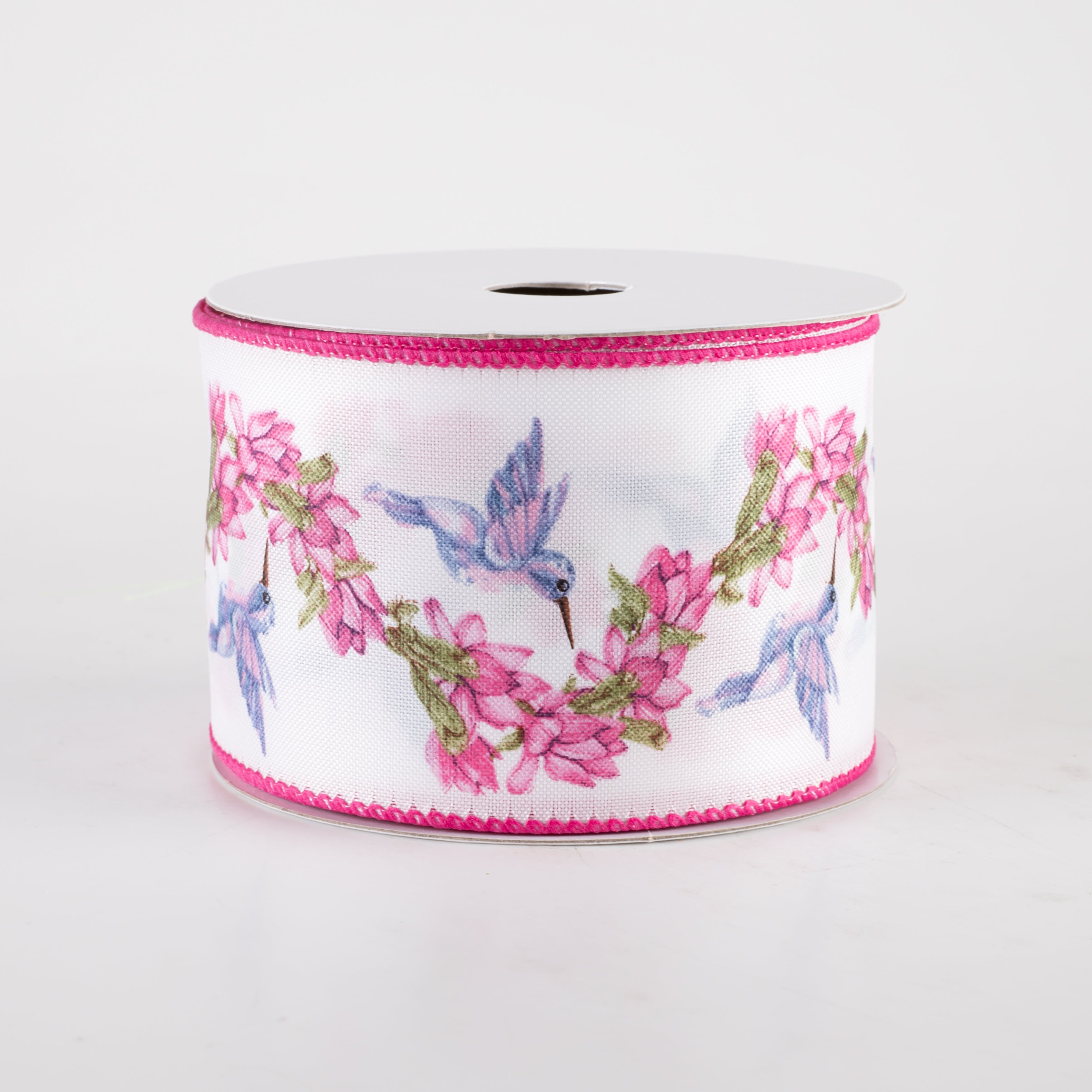 2.5" Linen Hummingbird Garland Ribbon (10 Yards)