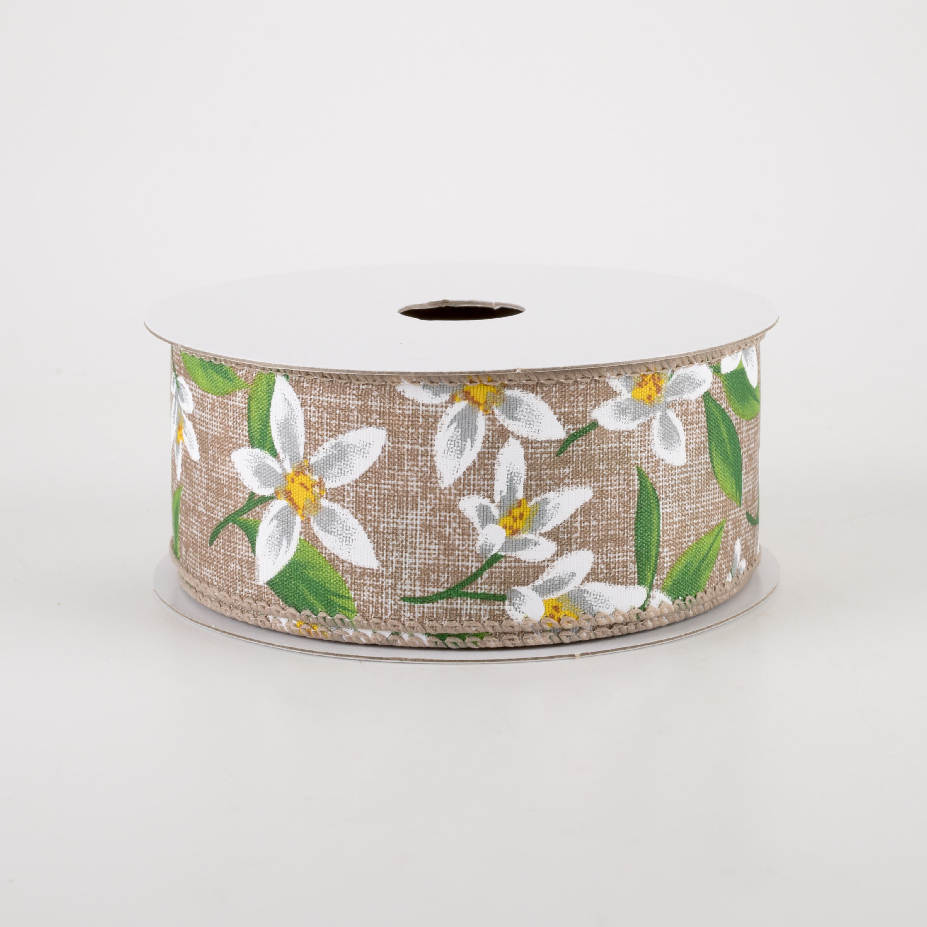 1.5" Linen Lemon Flower Ribbon: Natural (10 Yards)