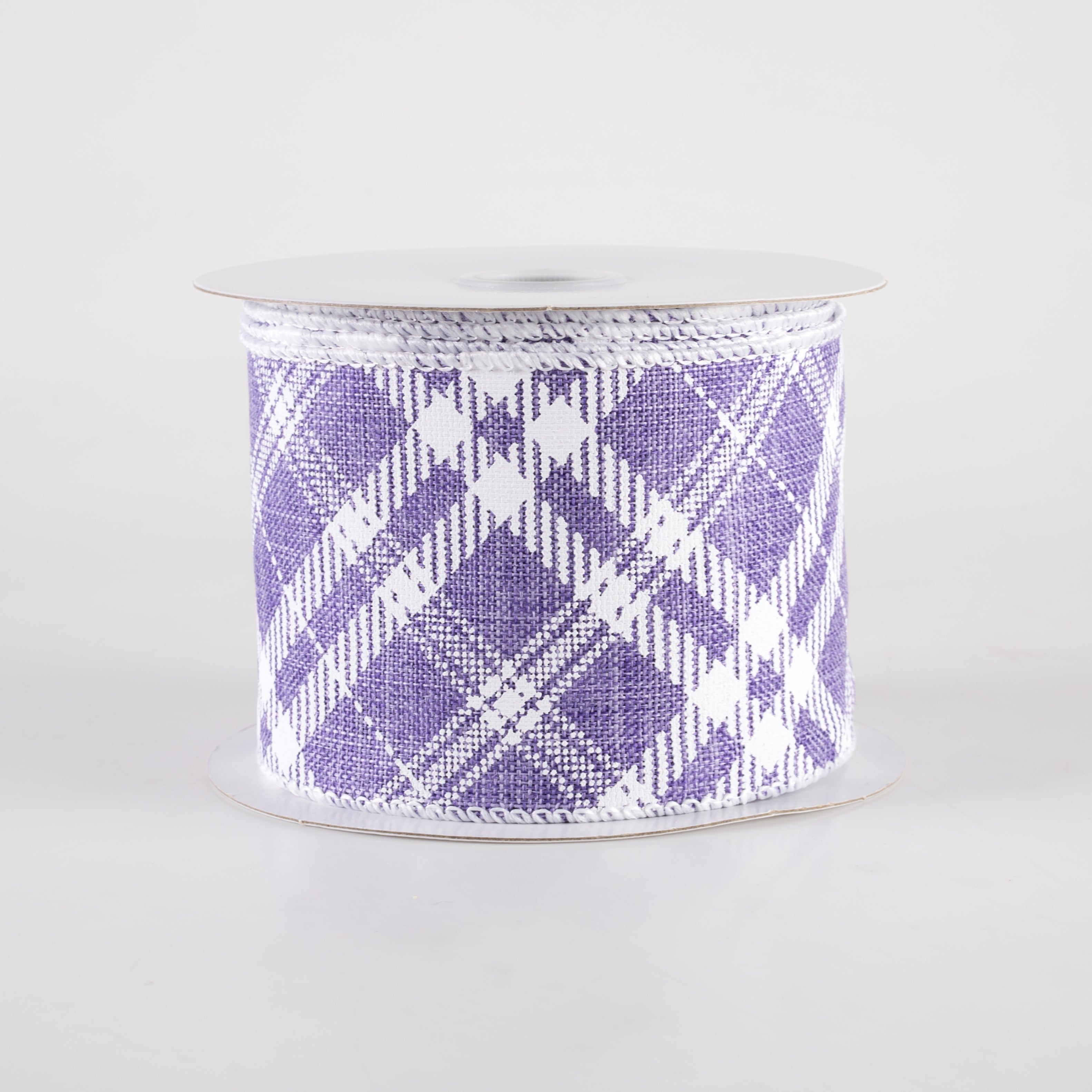 2.5" Linen Sandra Diagonal Plaid Ribbon: Lavender (10 Yards) Item Number: 41342-40-30