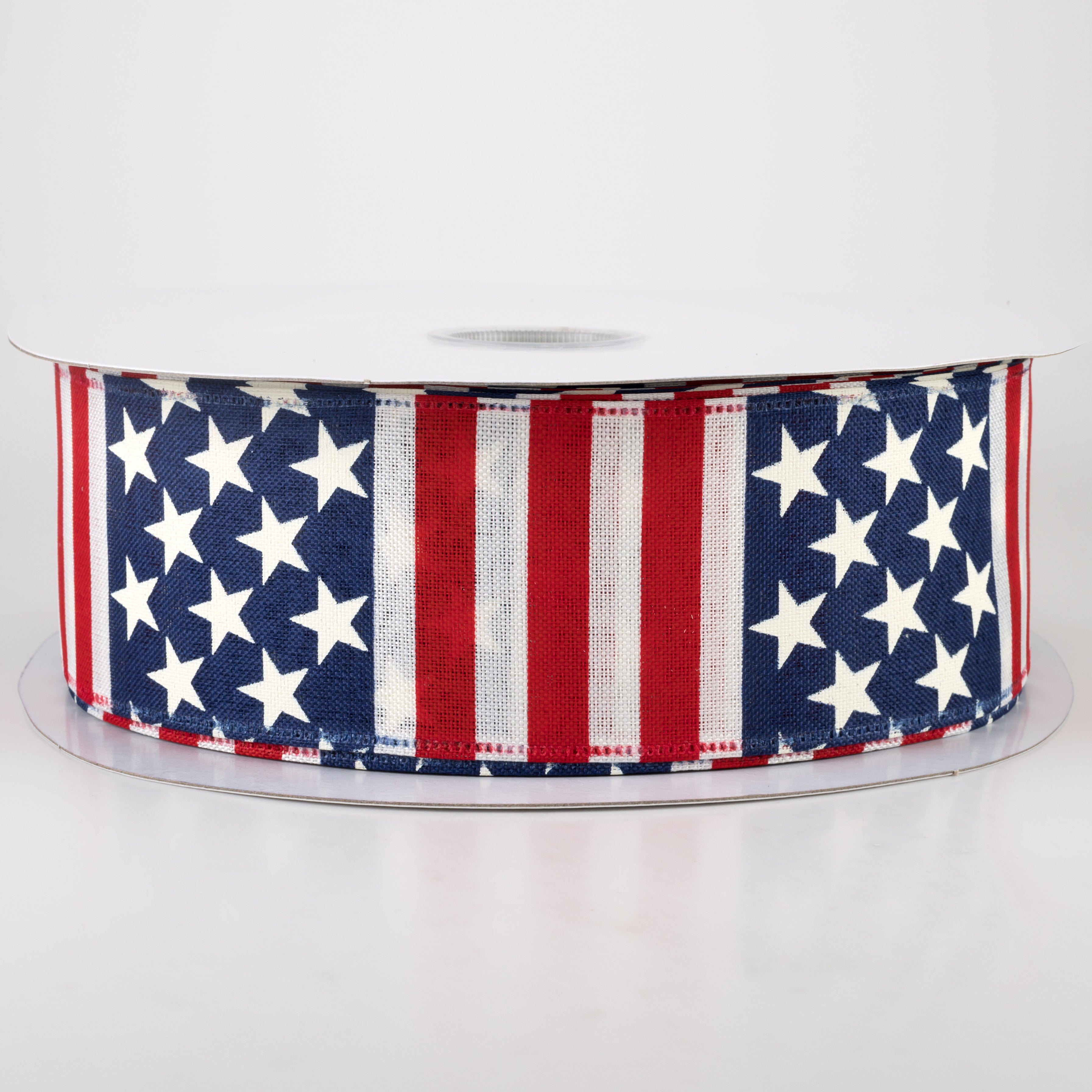 2.5" Linen Stars and Stripes USA Flag Ribbon (50 Yards)