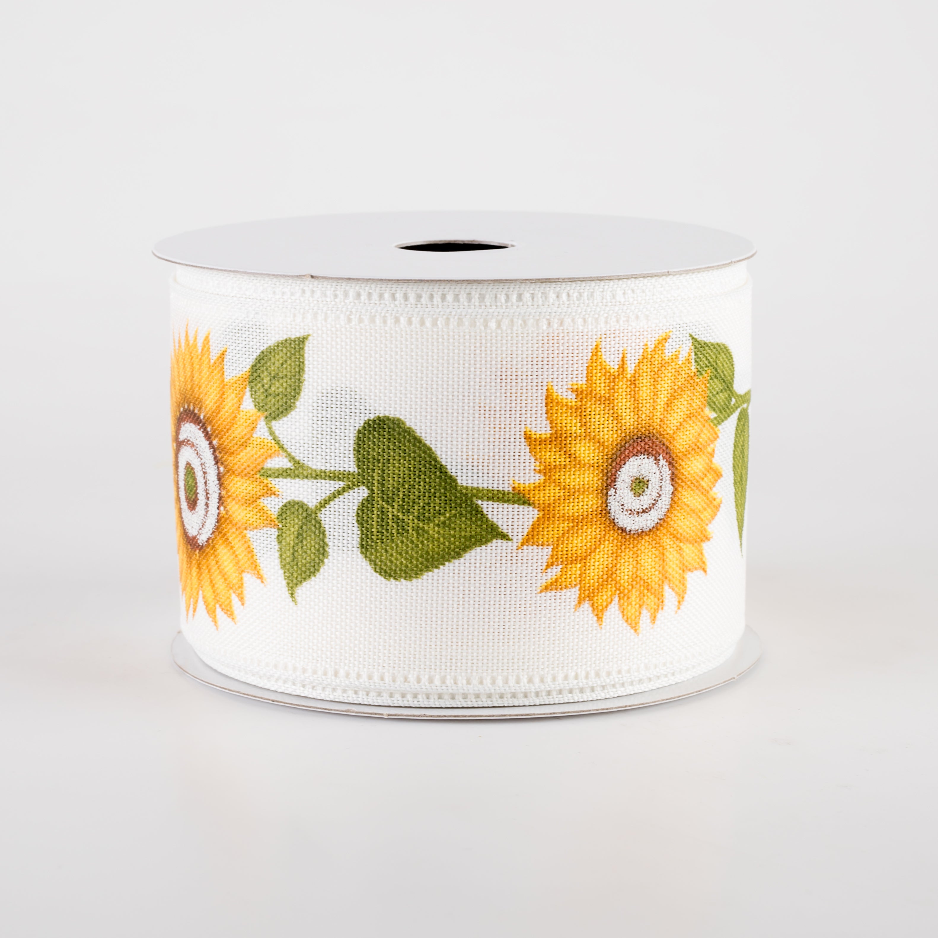 2.5" Linen Sunflower Cascade Ribbon: Ivory (10 Yards) Item Number: 46407-40-49