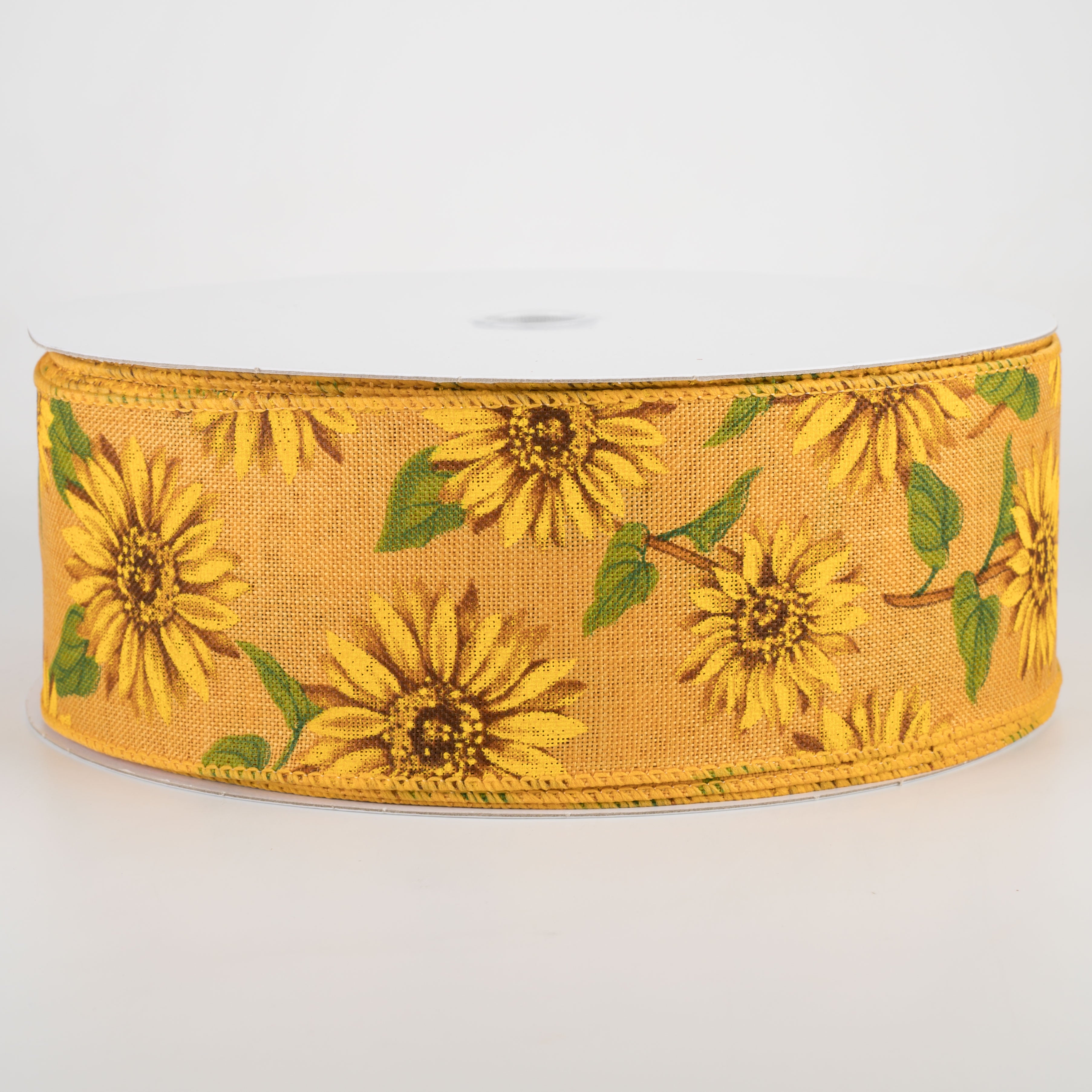 2.5" Linen Sunflower Ribbon: Golden Yellow (50 Yards) Item Number: 861-40-048