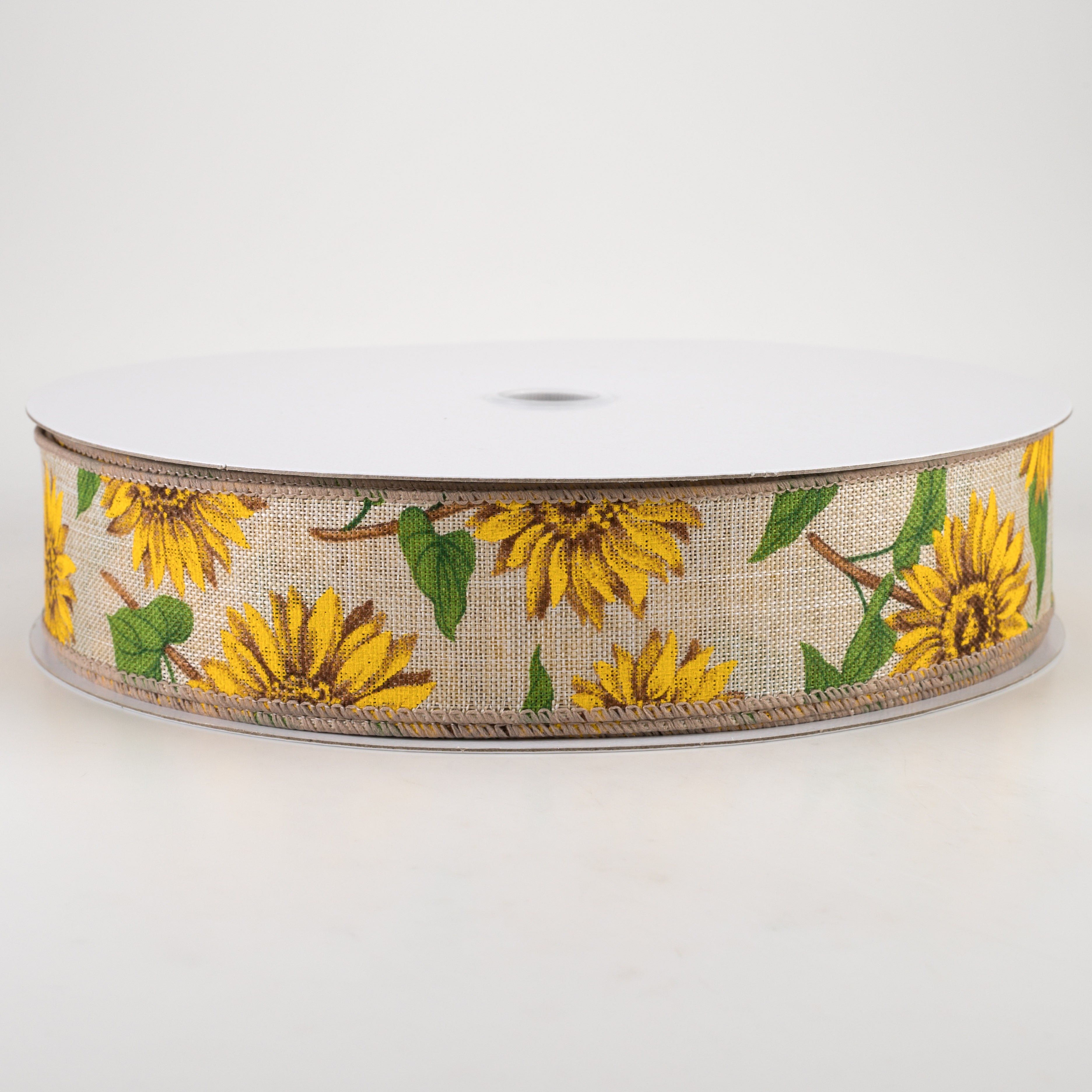 1.5" Linen Sunflower Ribbon: Light Natural (50 Yards)