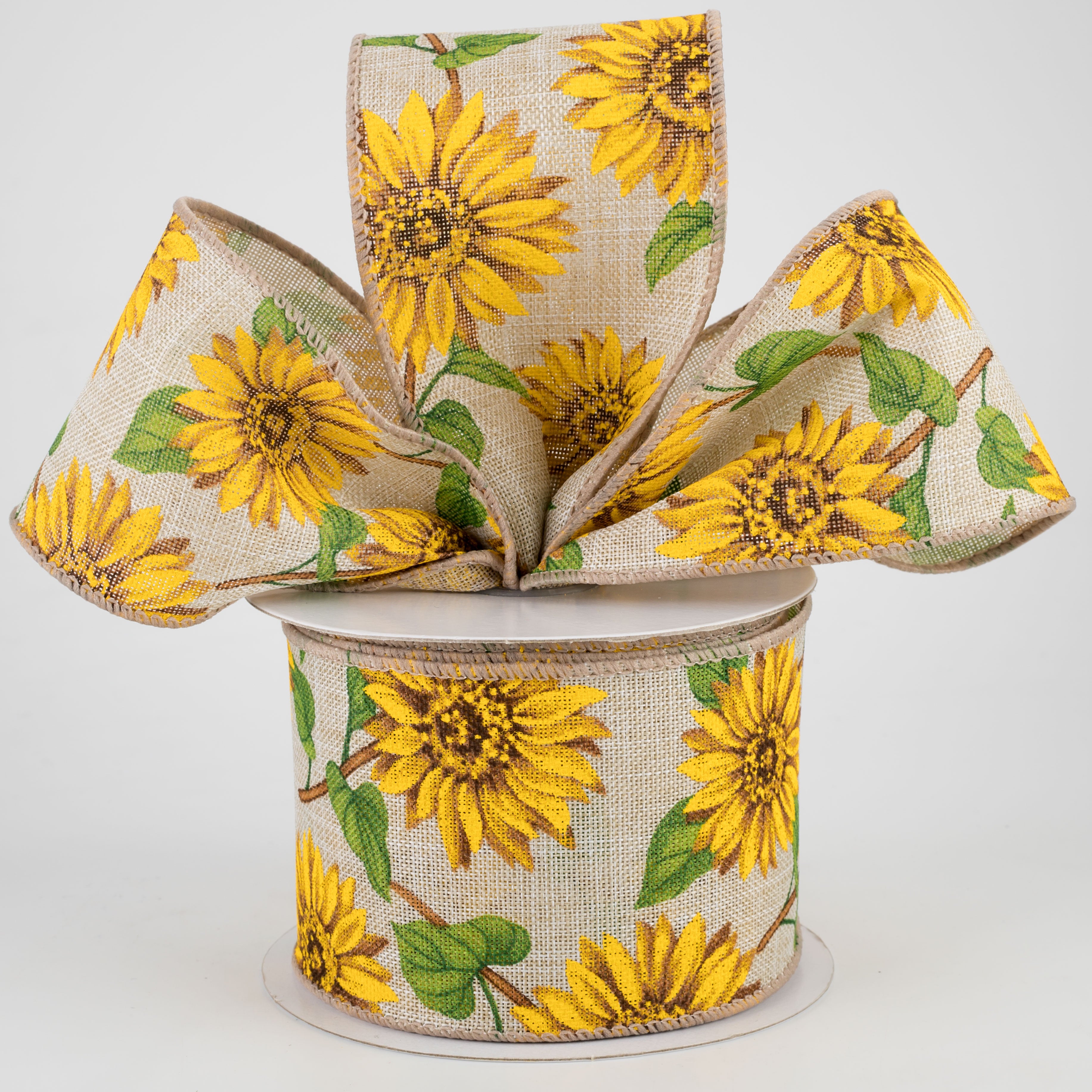 2.5" Linen Sunflower Ribbon: Light Natural (10 Yards) Lifestyle Photo