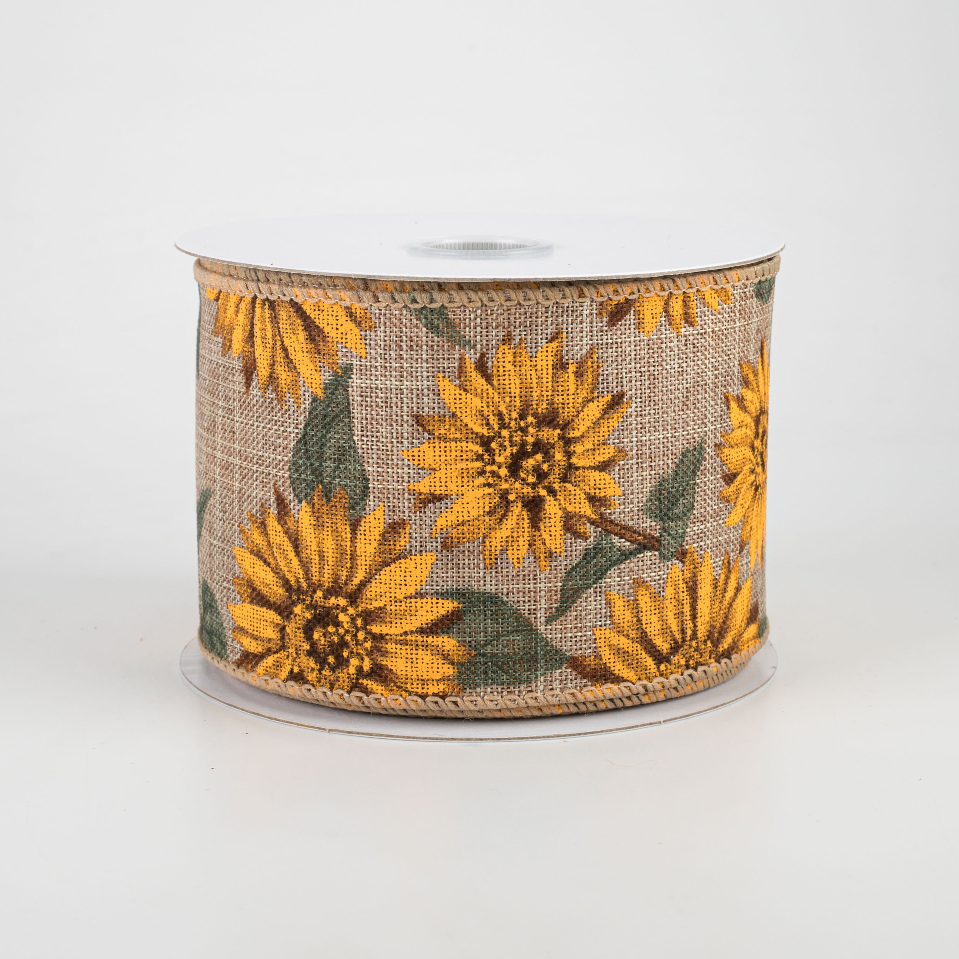 2.5" Linen Sunflower Ribbon: Natural (10 Yards)