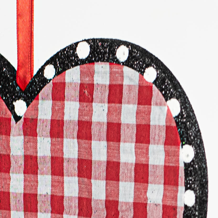 8" Love Check Heart Ornament detail photo 3
