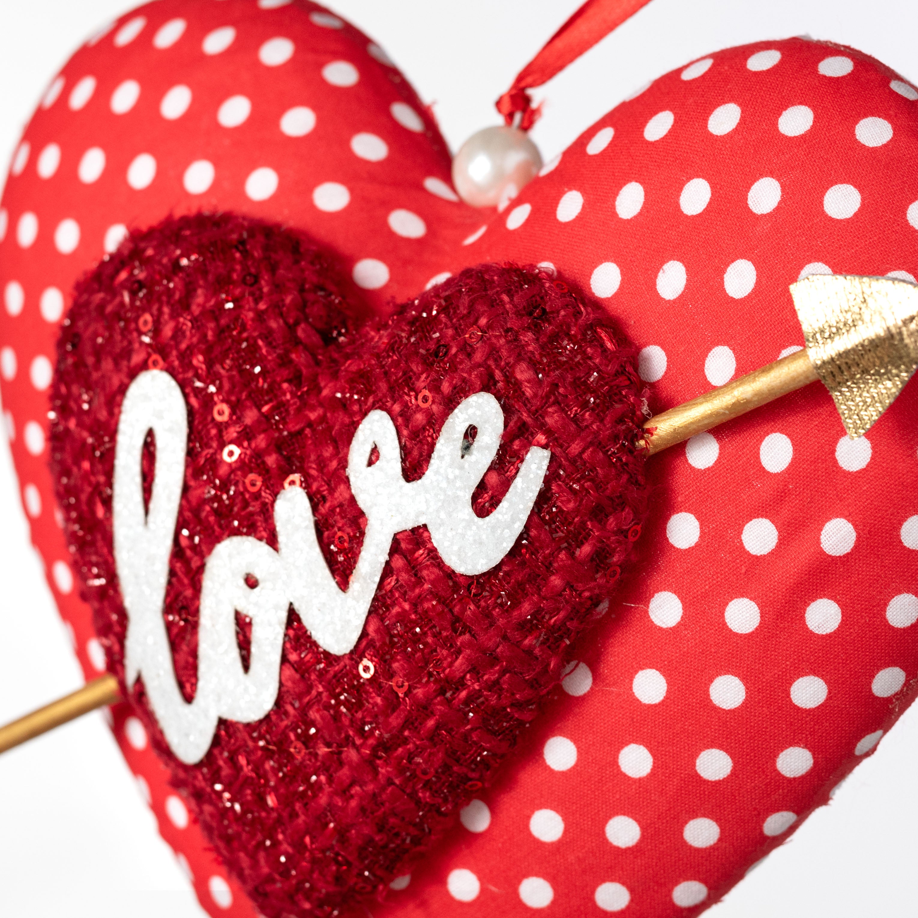 9" Love Hearts Cupid Arrow Ornament detail photo 4