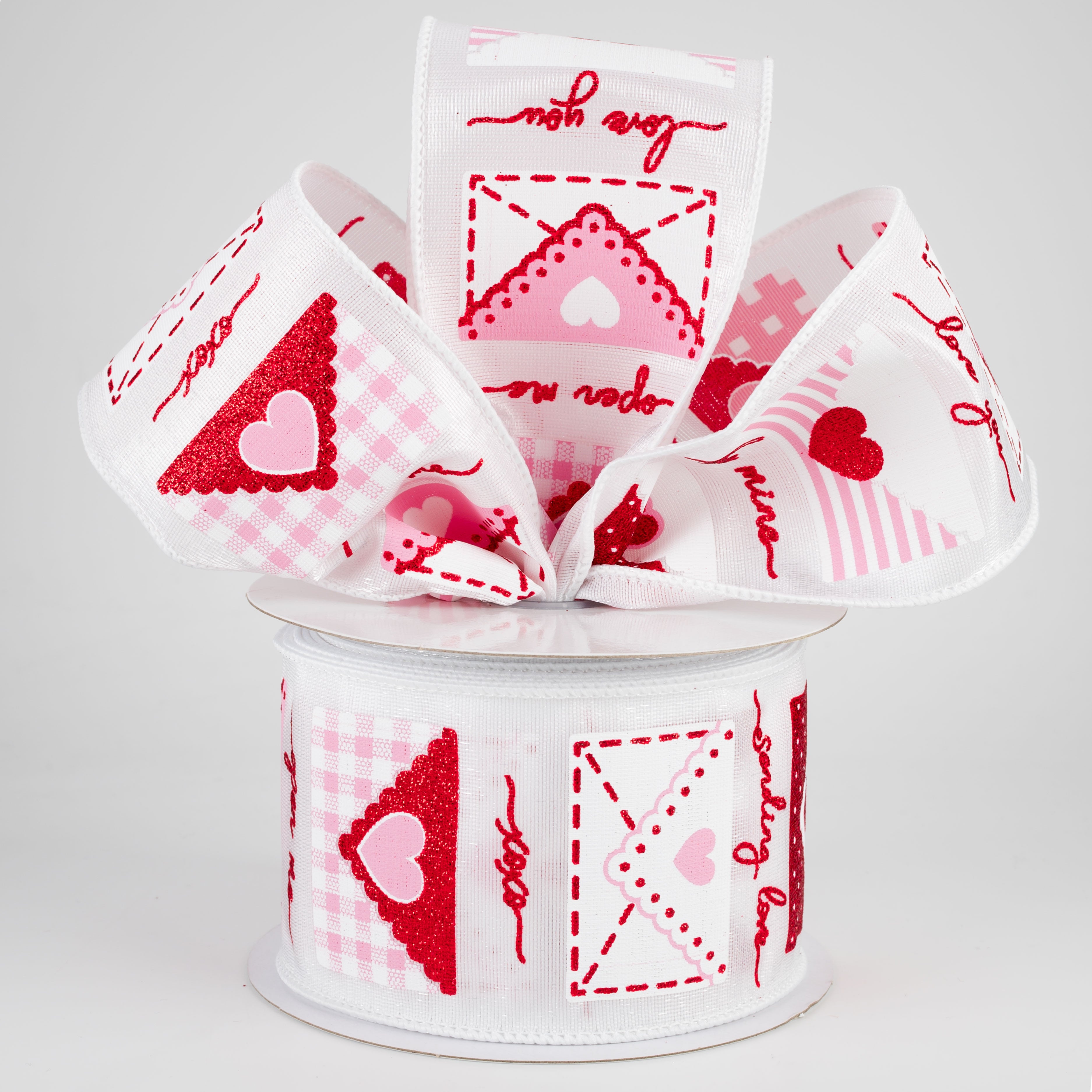 2.5" Love Letters Ribbon: White (10 Yards) Lifestyle Photo