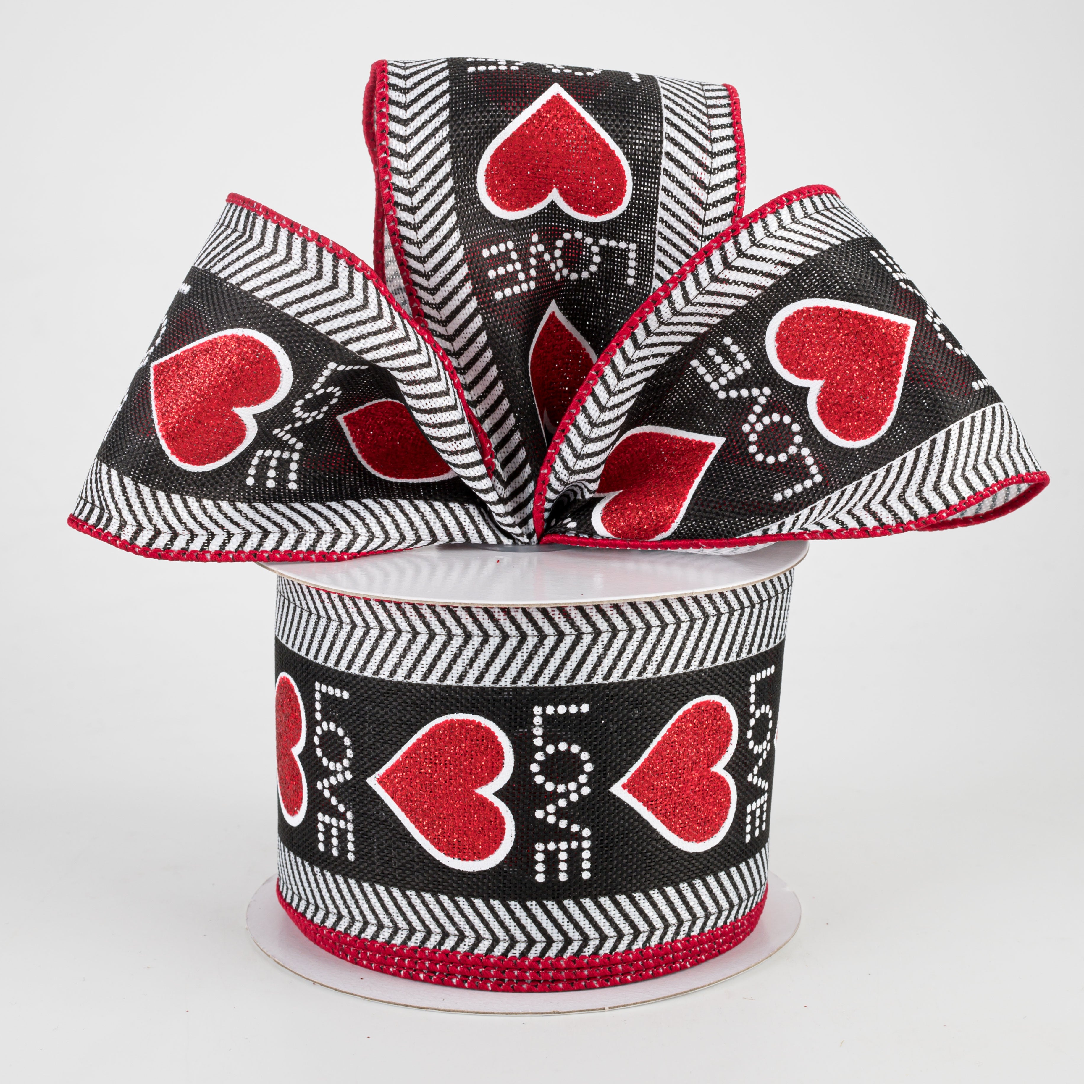 2.5" Love & Showstopper Hearts Diagonal Dash Edge Ribbon (10 Yards) Lifestyle Photo