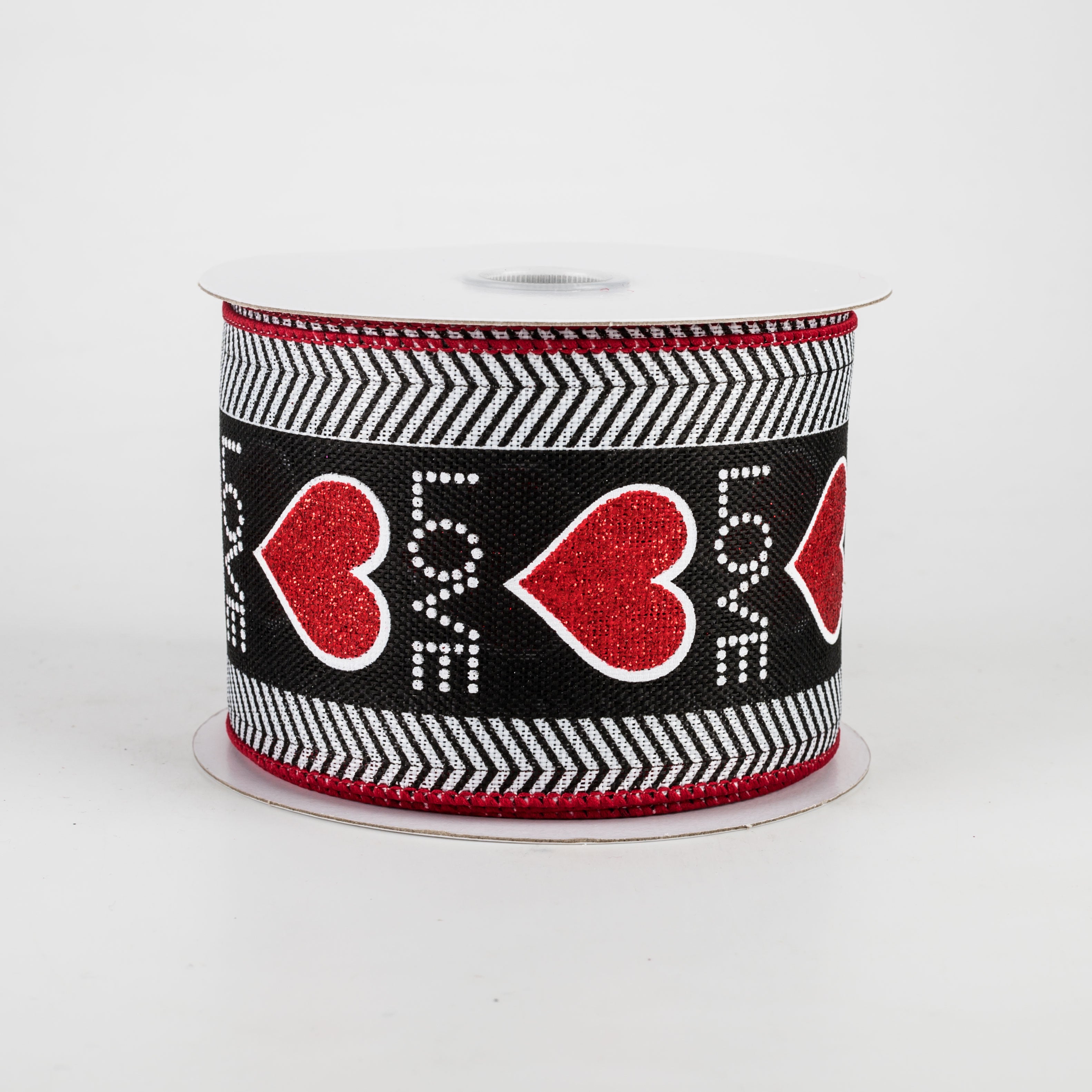 2.5" Love & Showstopper Hearts Diagonal Dash Edge Ribbon (10 Yards)