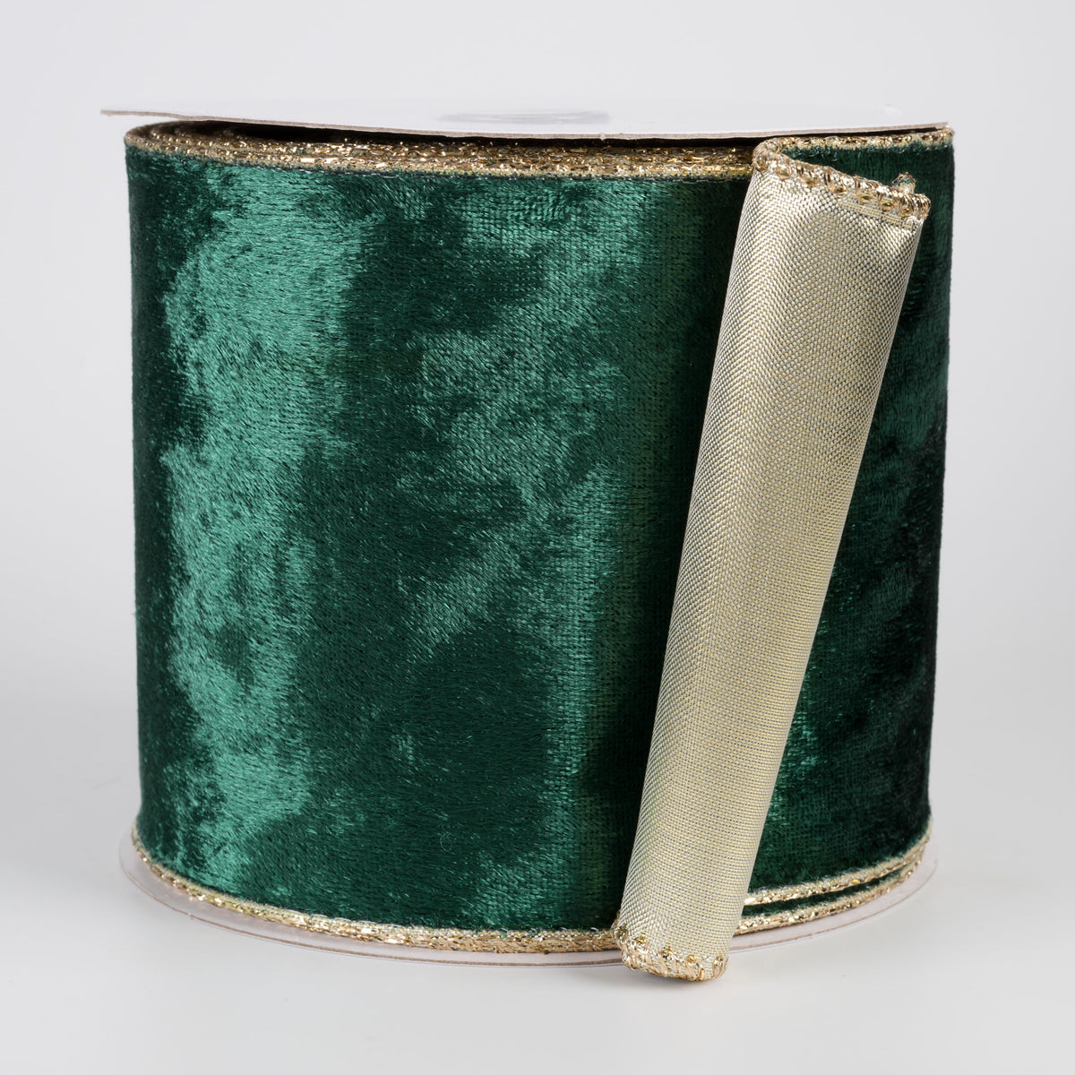 4" Lush Velvet Metallic Backed Ribbon: Green & Gold (10 Yards) Item Number: X962304-07