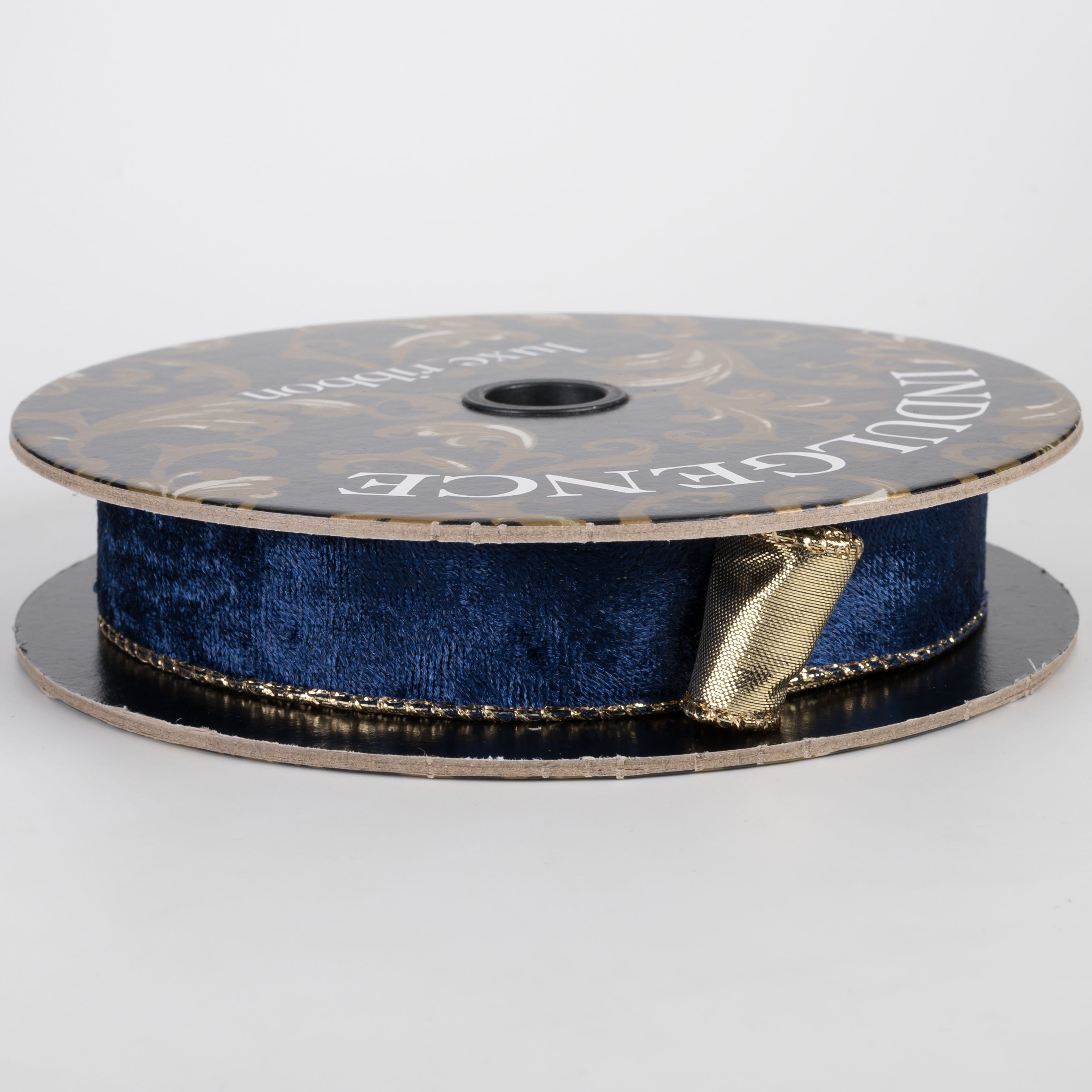 1" Lush Velvet Metallic Backed Ribbon: Navy & Gold (10 Yards) Item Number: D73648-10-27