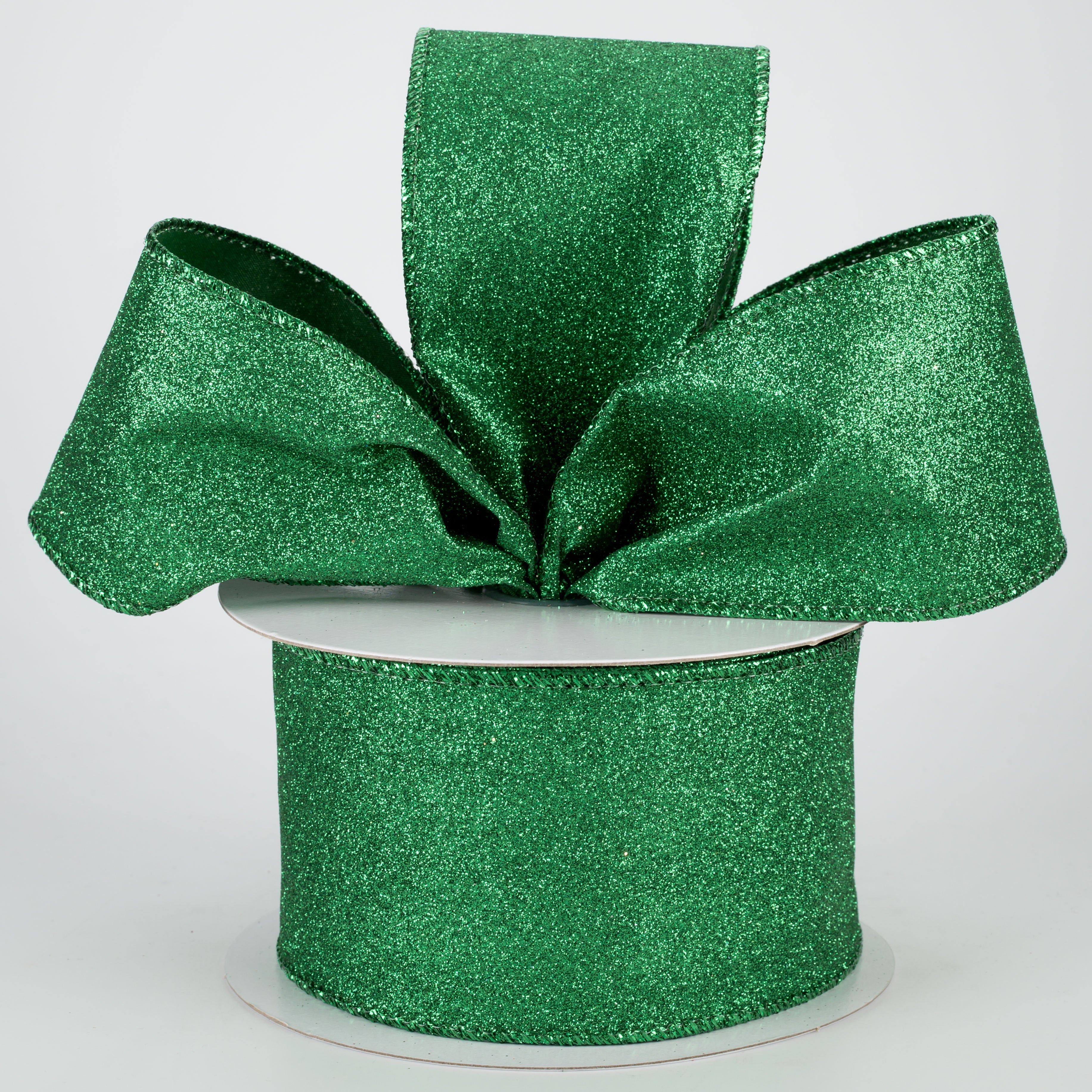 2.5" Lustrous All Flat Glitter Ribbon: Emerald Green (10 Yards) Lifestyle Photo