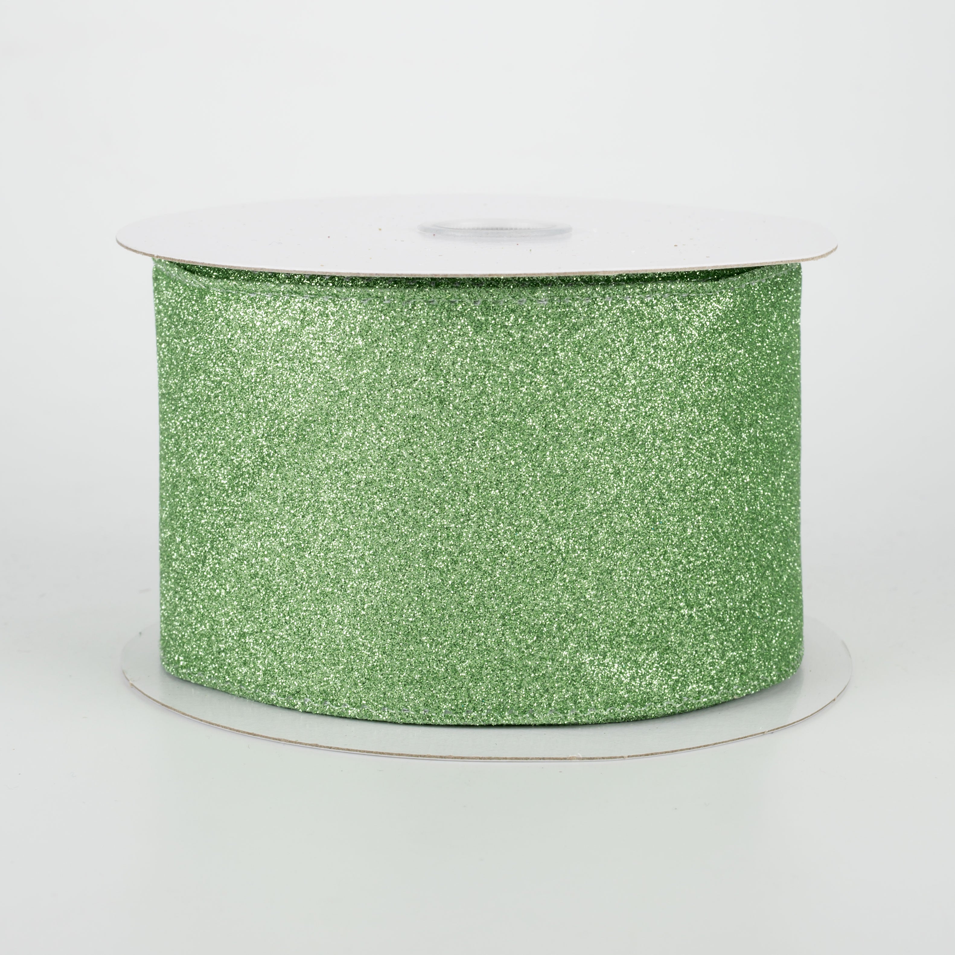 2.5" Lustrous All Flat Glitter Ribbon: Mint (10 Yards)