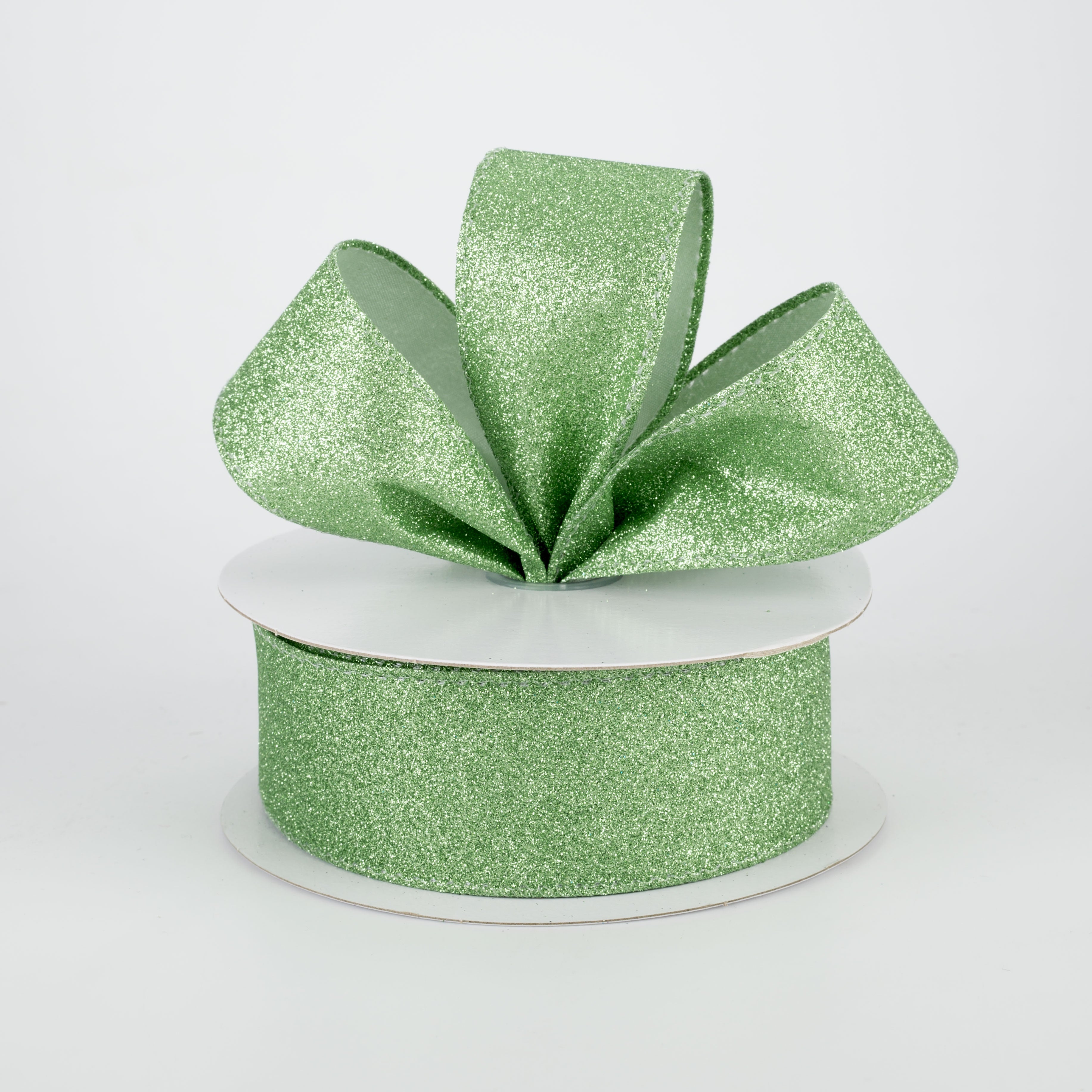 1.5" Lustrous All Flat Glitter Ribbon: Mint (10 Yards) Lifestyle Photo