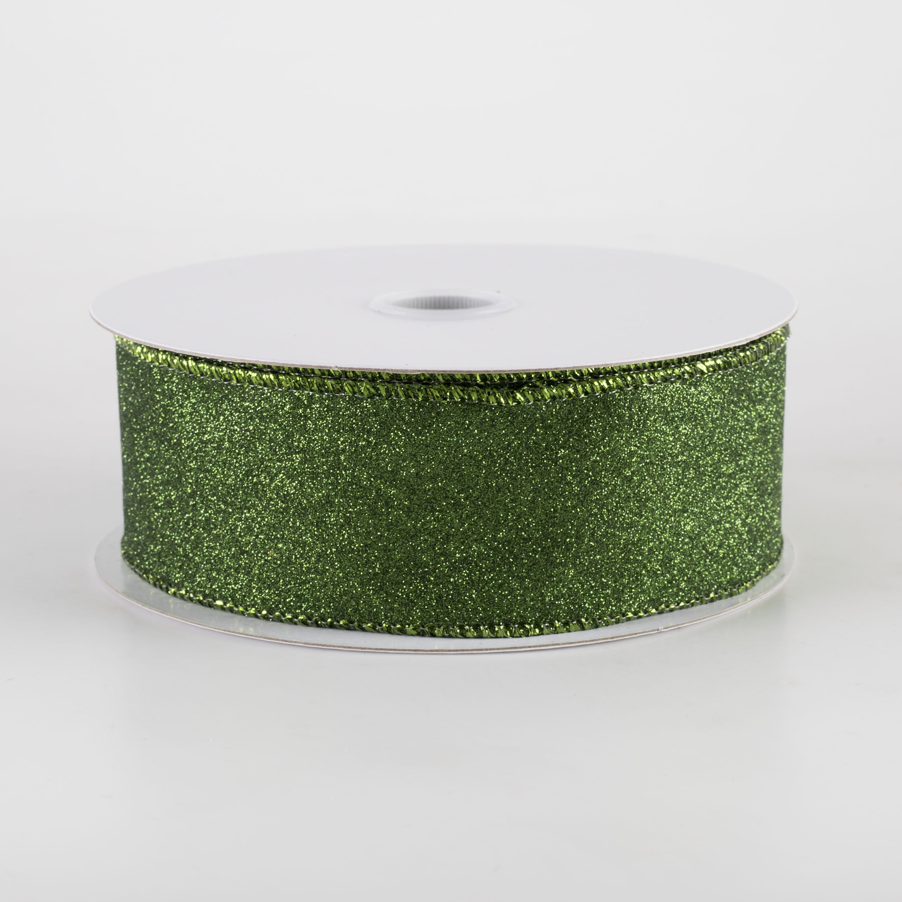 1.5" Lustrous All Flat Glitter Ribbon: Moss Green (10 Yards) Item Number: X820609-08
