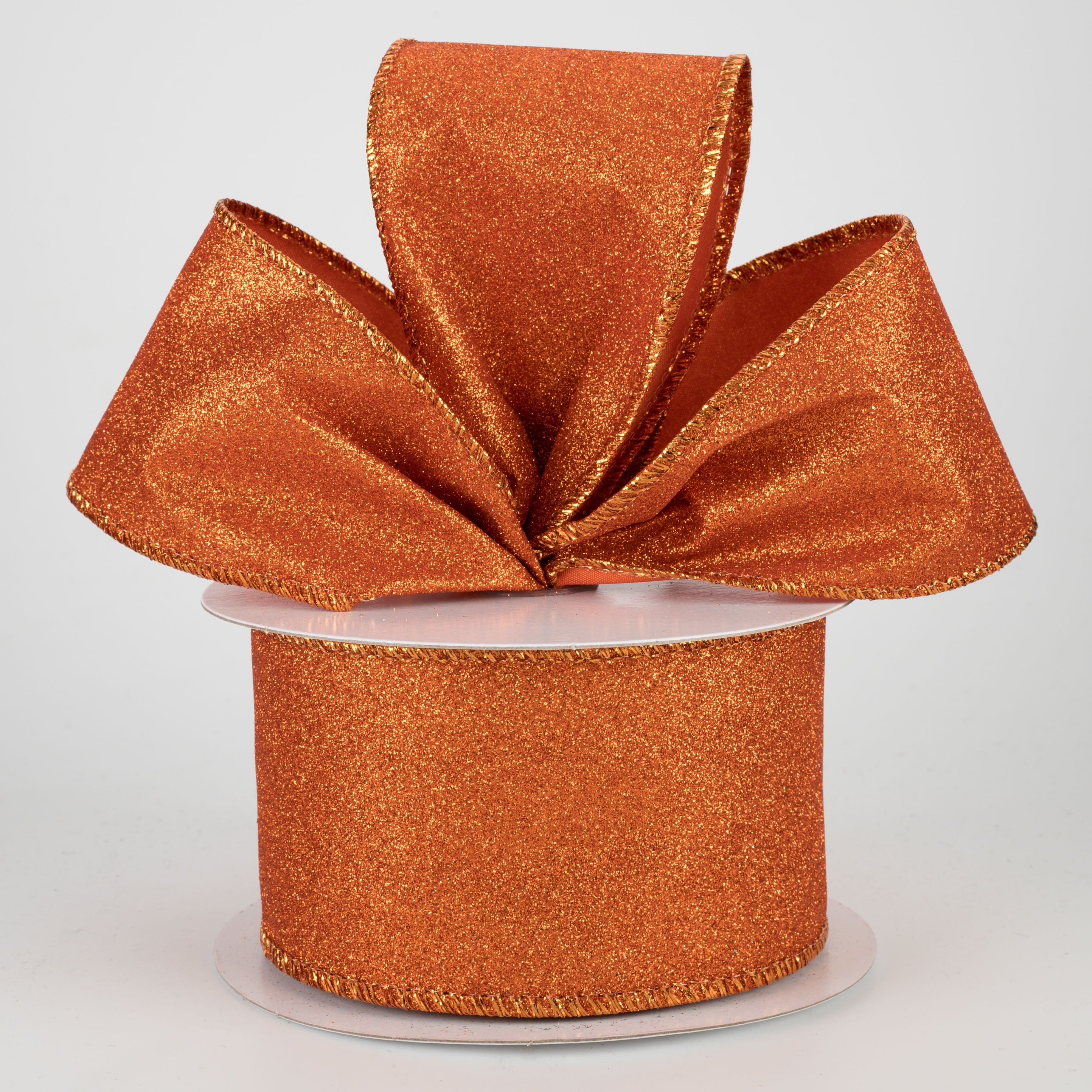 2.5" Lustrous All Flat Glitter Ribbon: Orange (10 Yards) Lifestyle Photo