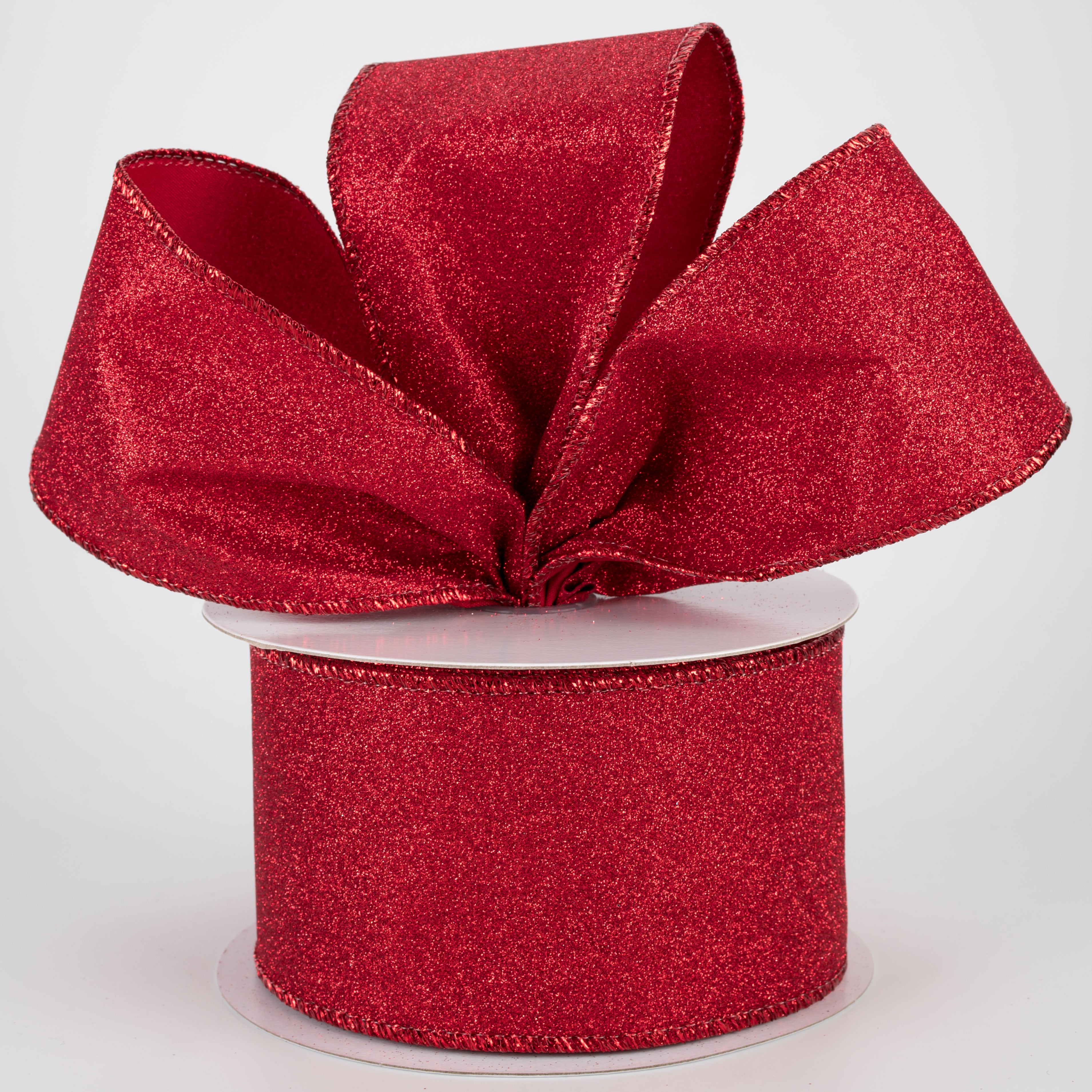 2.5" Lustrous All Flat Glitter Ribbon: Red (10 Yards) Lifestyle Photo