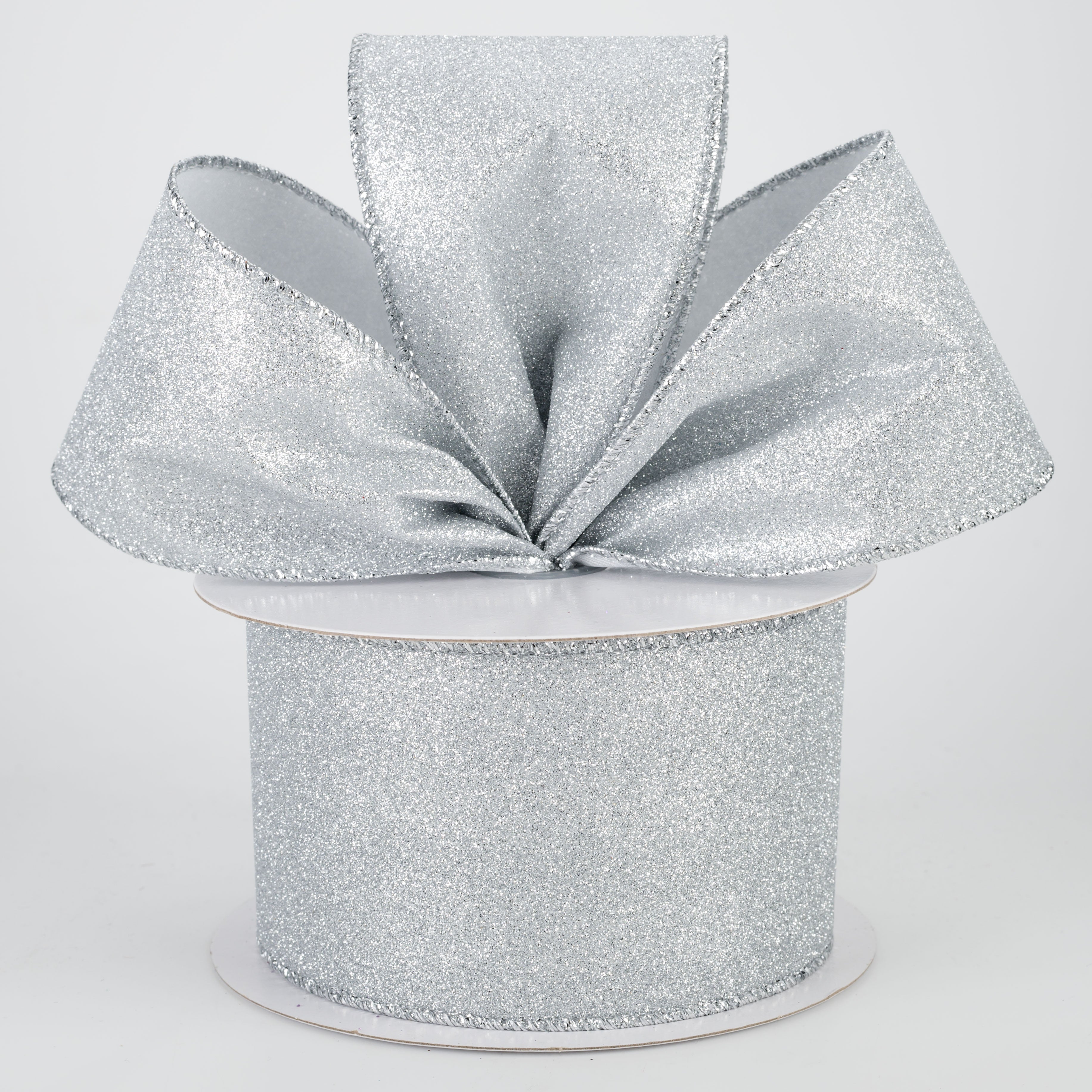2.5" Lustrous All Flat Glitter Ribbon: Silver (10 Yards) Lifestyle Photo