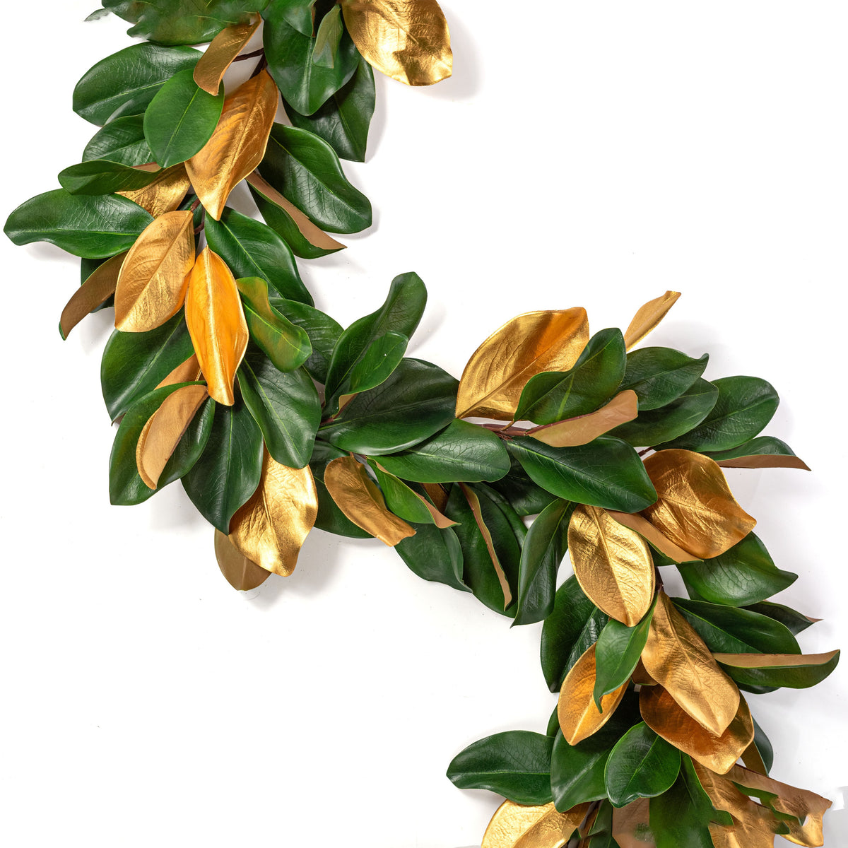 5' Magnolia Leaf Garland: Green & Metallic Gold Item Number: 2844063GG