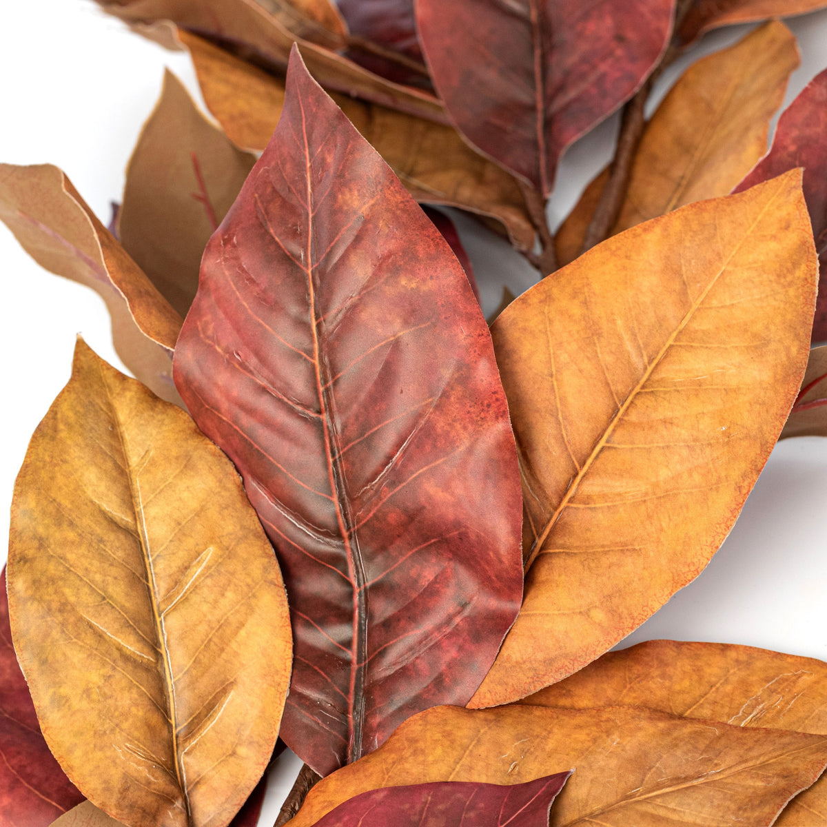 6' Magnolia Leaf Garland: Rust Brown detail photo 3