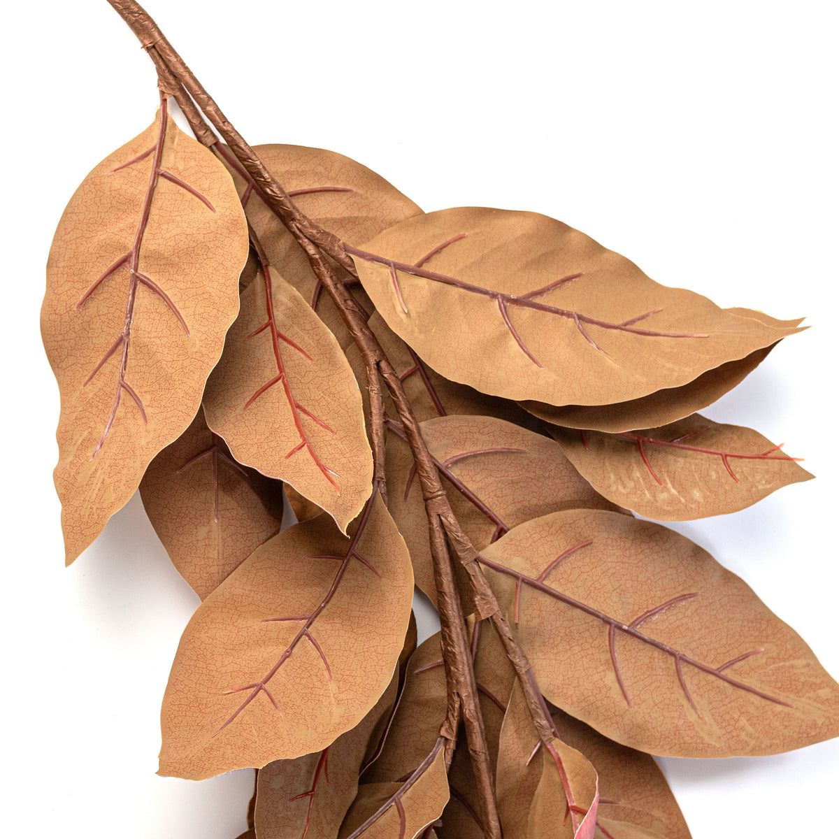 6' Magnolia Leaf Garland: Rust Brown detail photo 5