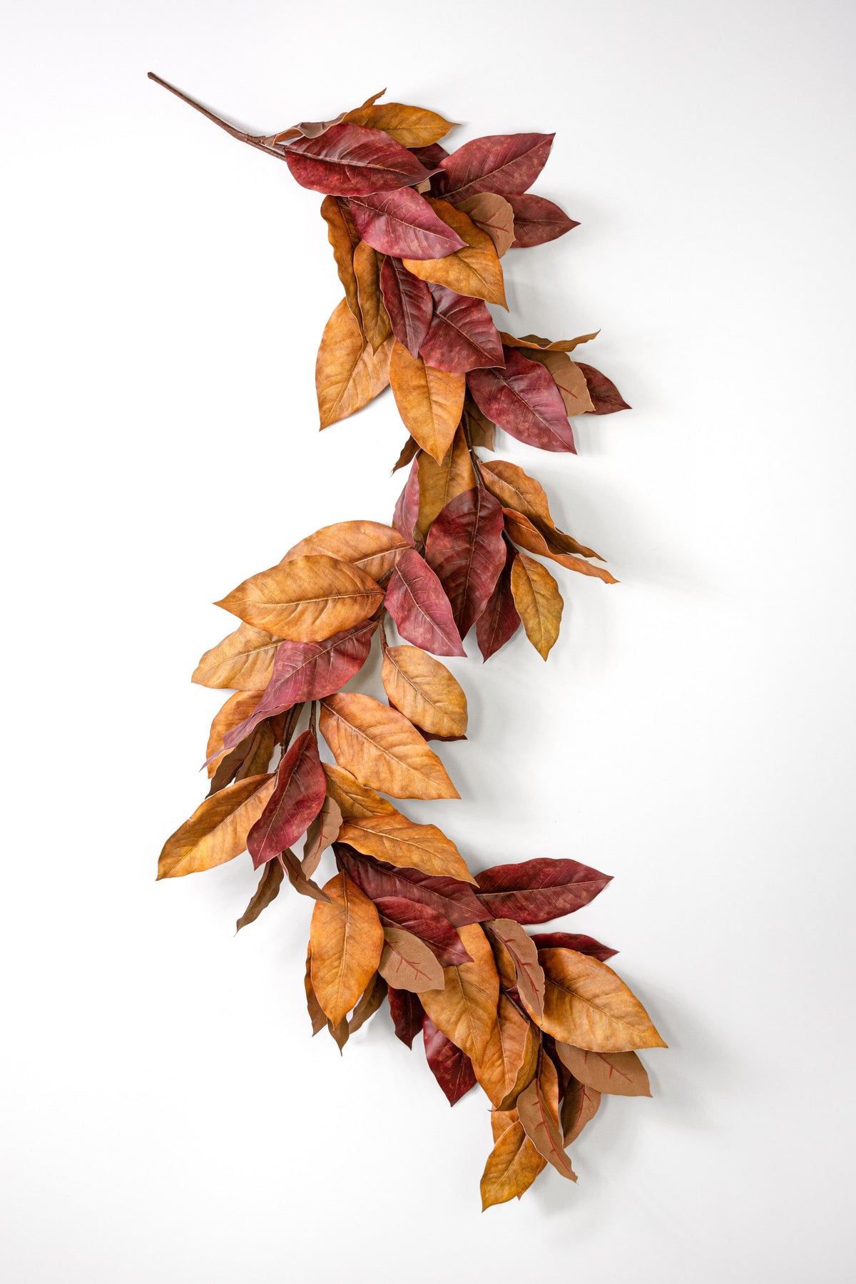 6' Magnolia Leaf Garland: Rust Brown detail photo 6