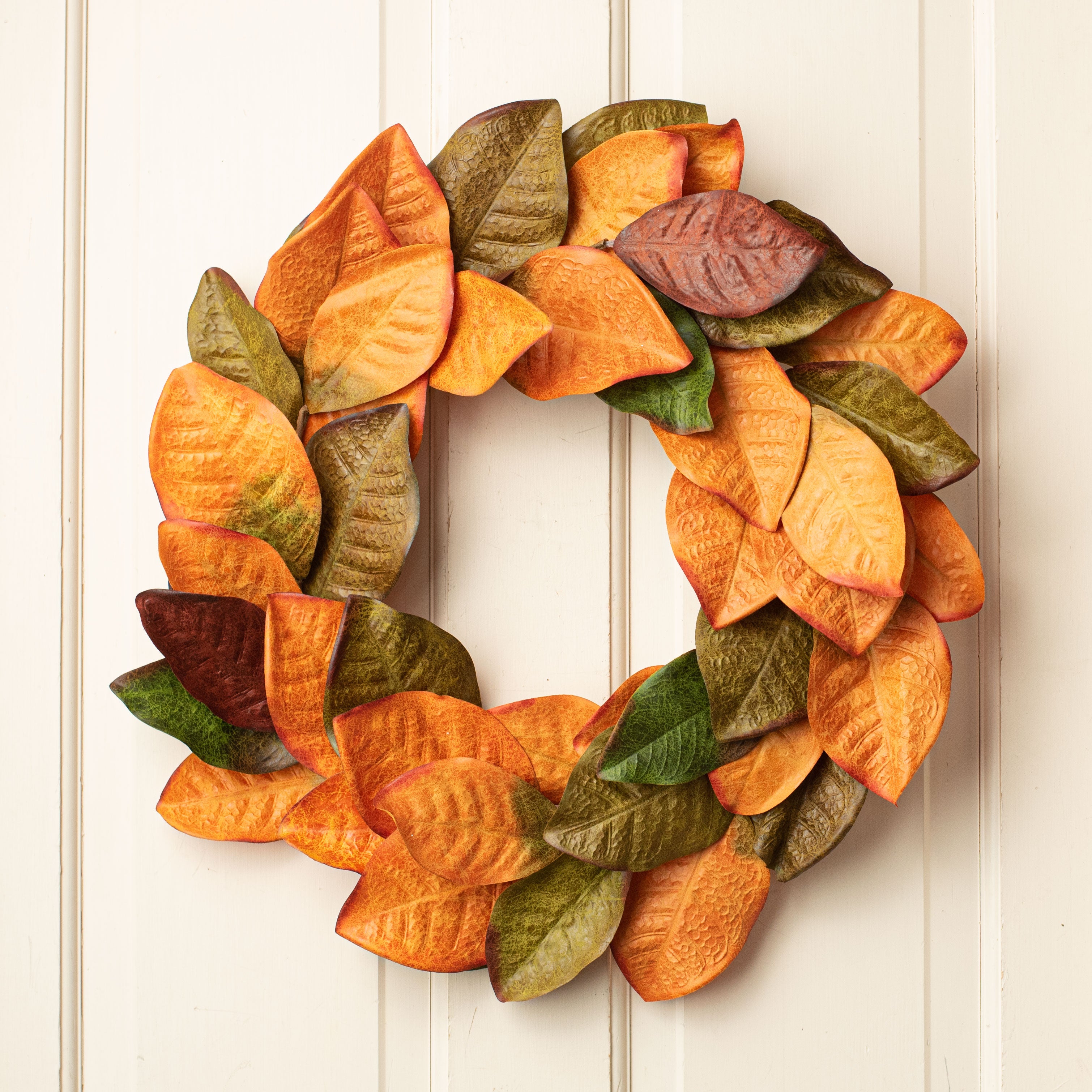 22" Magnolia Leaf Wreath: Fall Mix Lifestyle Photo