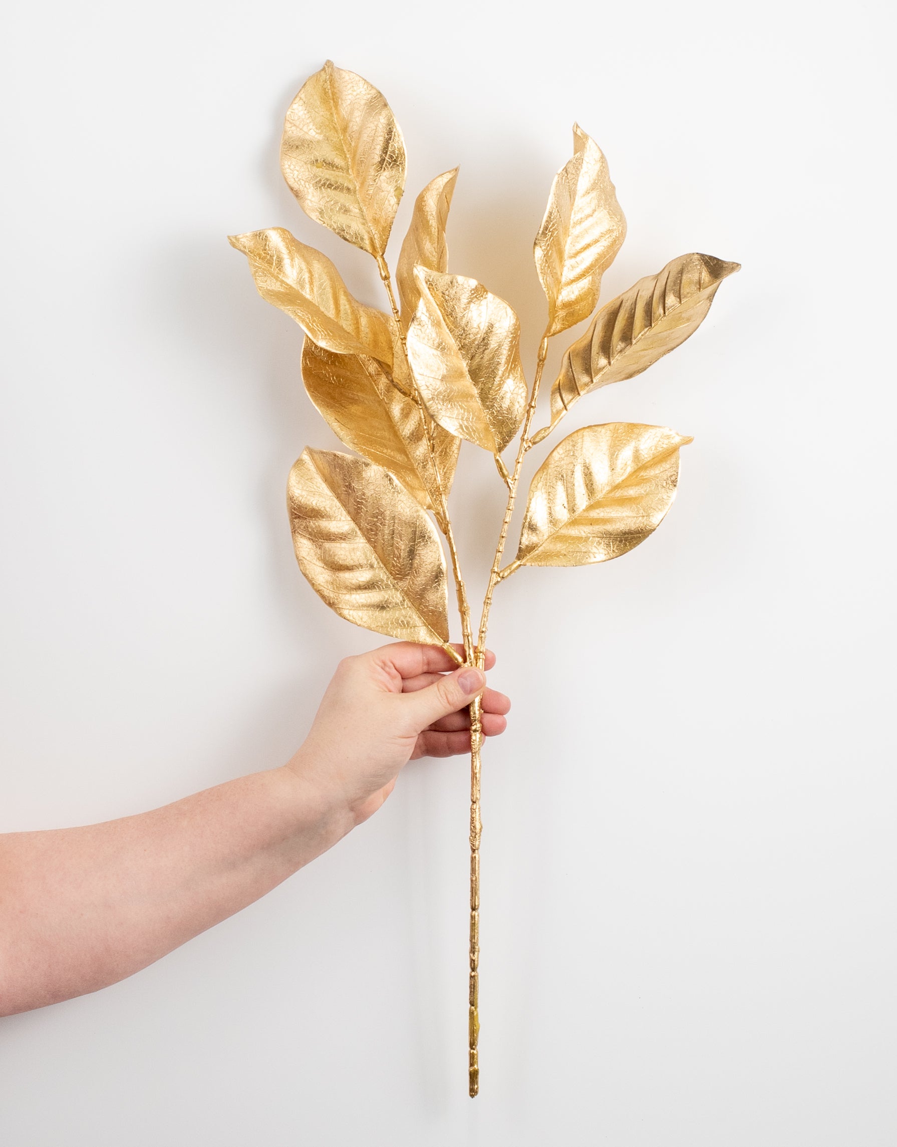 25" Magnolia Metallic Leaf Spray: Gold detail photo 3
